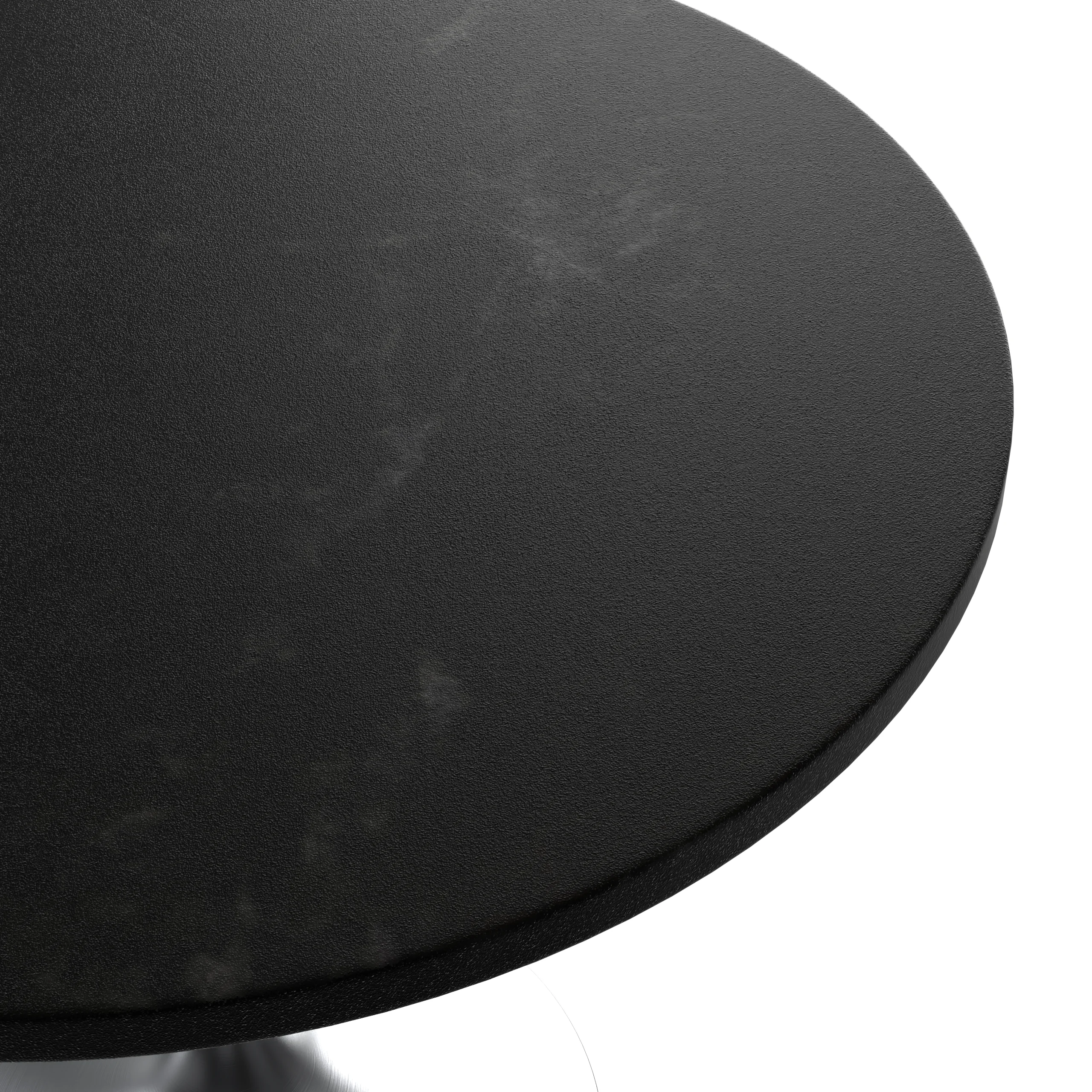 Verve Collection 36" Round Dining Table, Brushed Chrome Base with Black MDF Top