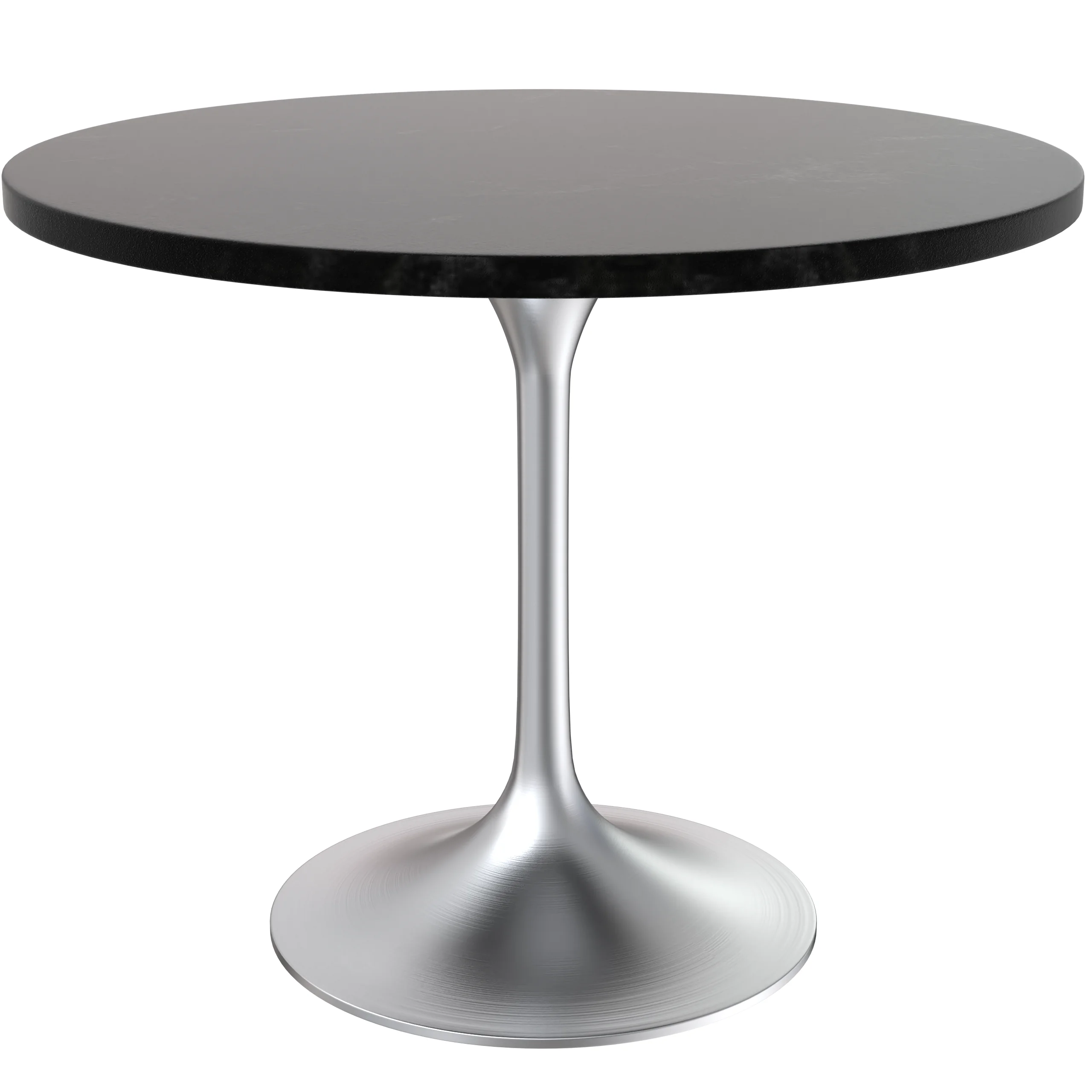 Verve Collection 36" Round Dining Table, Brushed Chrome Base with Black MDF Top