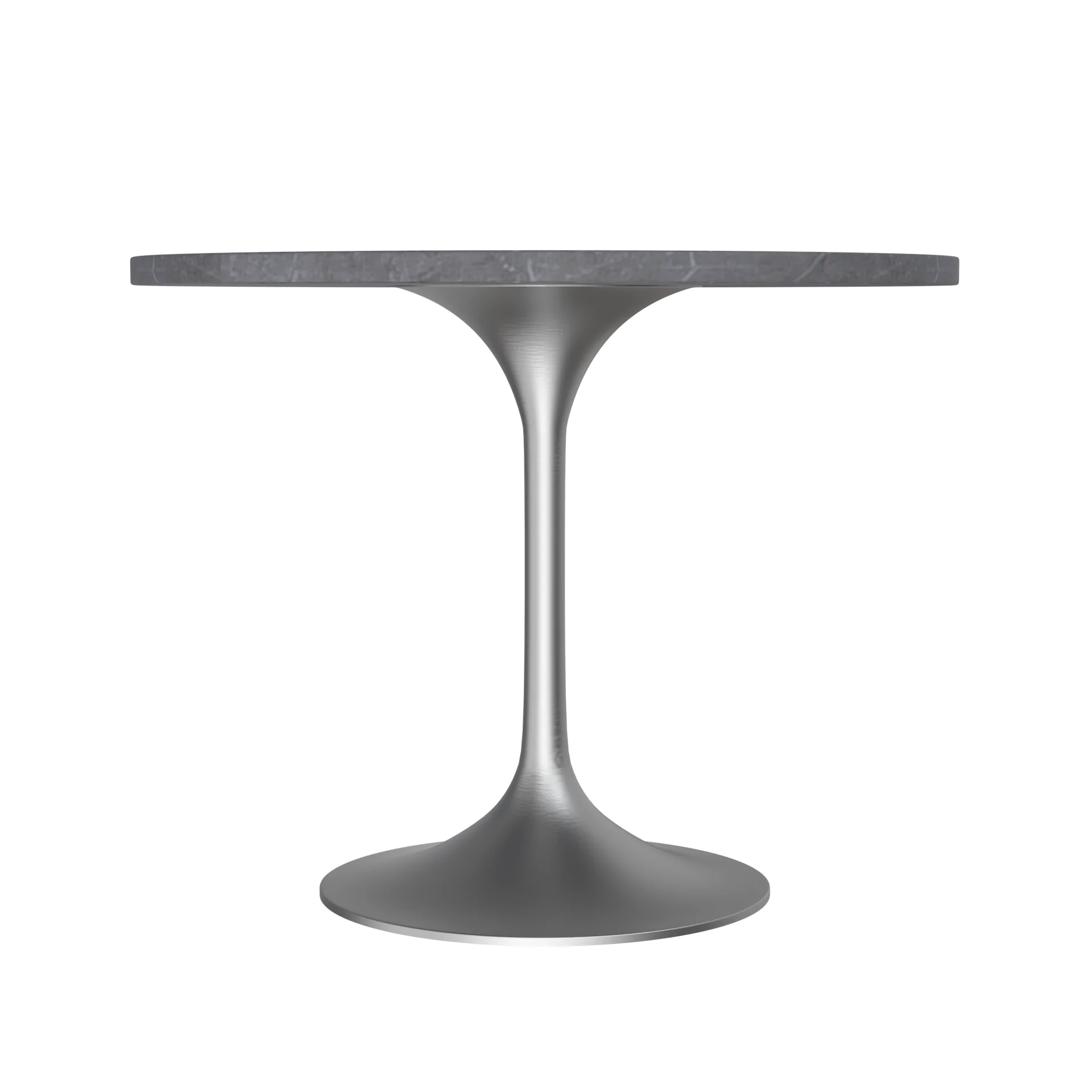 Verve Collection 36" Round Dining Table, Brushed Chrome Base with Sintered Stone Grey Top