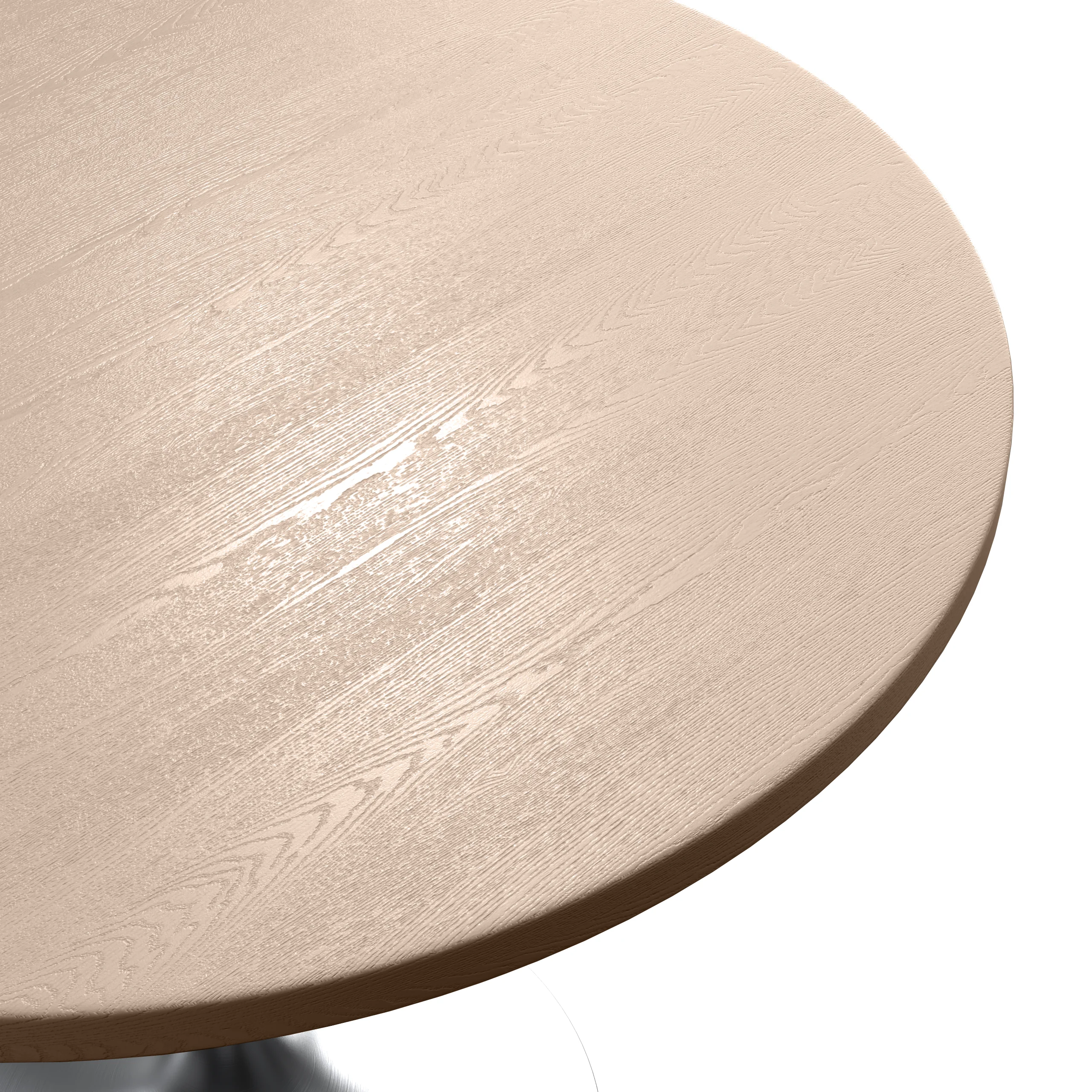 Verve Collection 36" Round Dining Table, Brushed Chrome Base with Light Natural Wood MDF Top