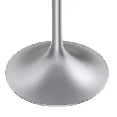 Verve Collection 36" Round Dining Table, Brushed Chrome Base with Light Natural Wood MDF Top