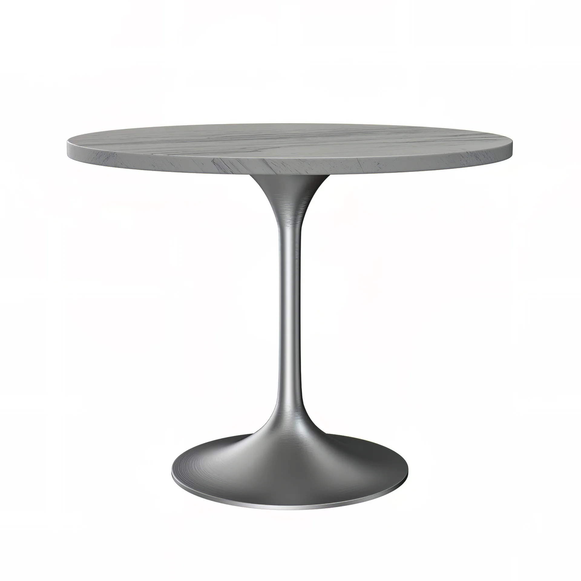 Verve Collection 36 Round Dining Table, Brushed Gold Base with Laminated White Marbleized Top