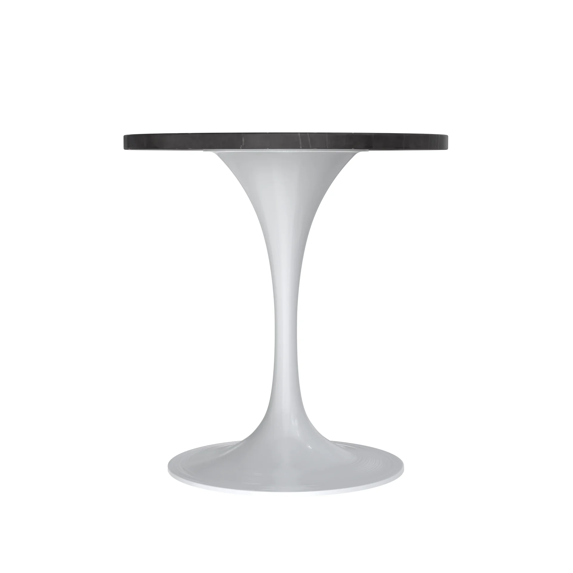 Verve Collection 27 Round Dining Table, White Base with Sintered Stone Black Top