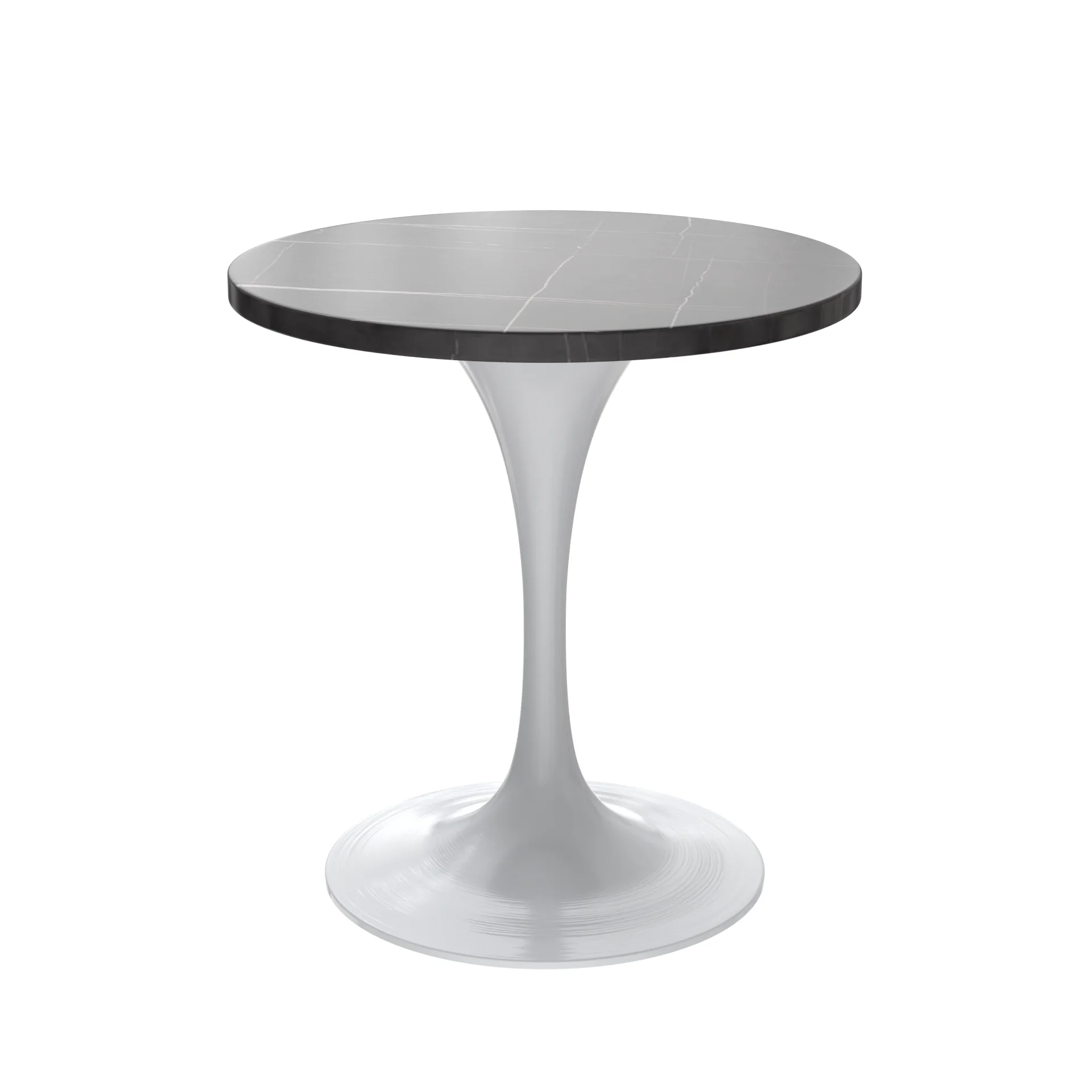 Verve Collection 27 Round Dining Table, White Base with Sintered Stone Black Top