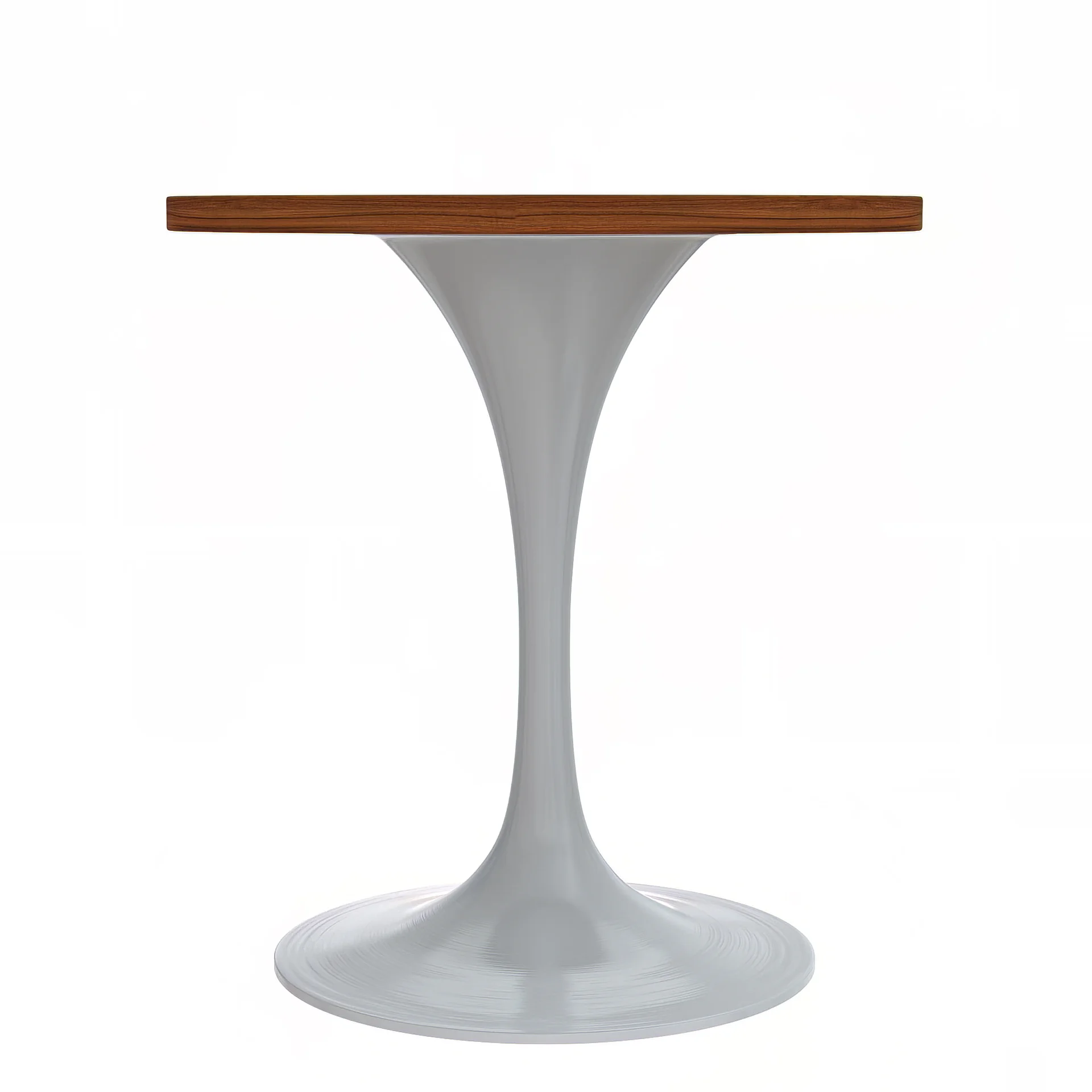 Verve Collection 27 Round Dining Table, White Base with Cognac Brown MDF Top