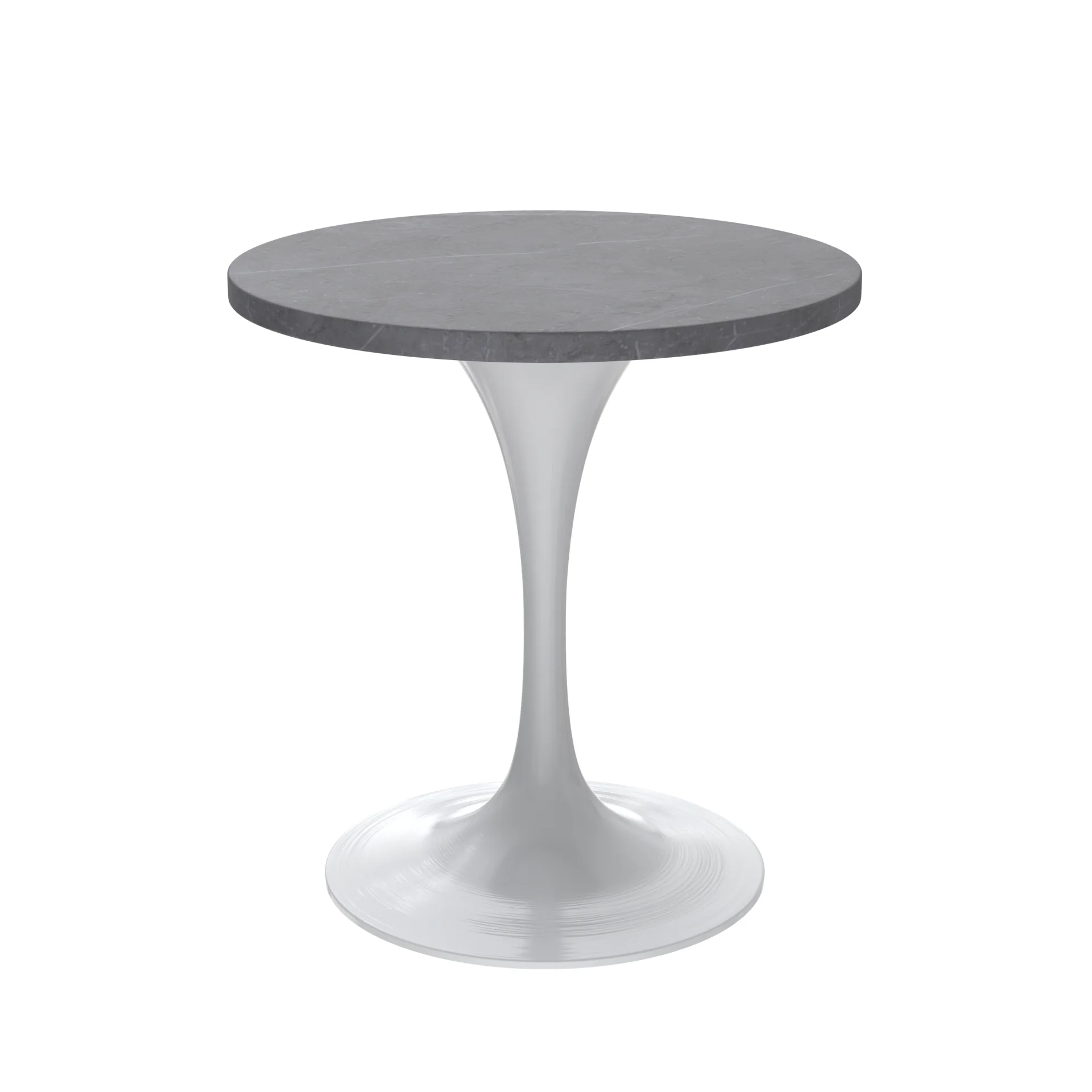 Verve Collection 27 Round Dining Table, White Base with Sintered Stone Grey Top