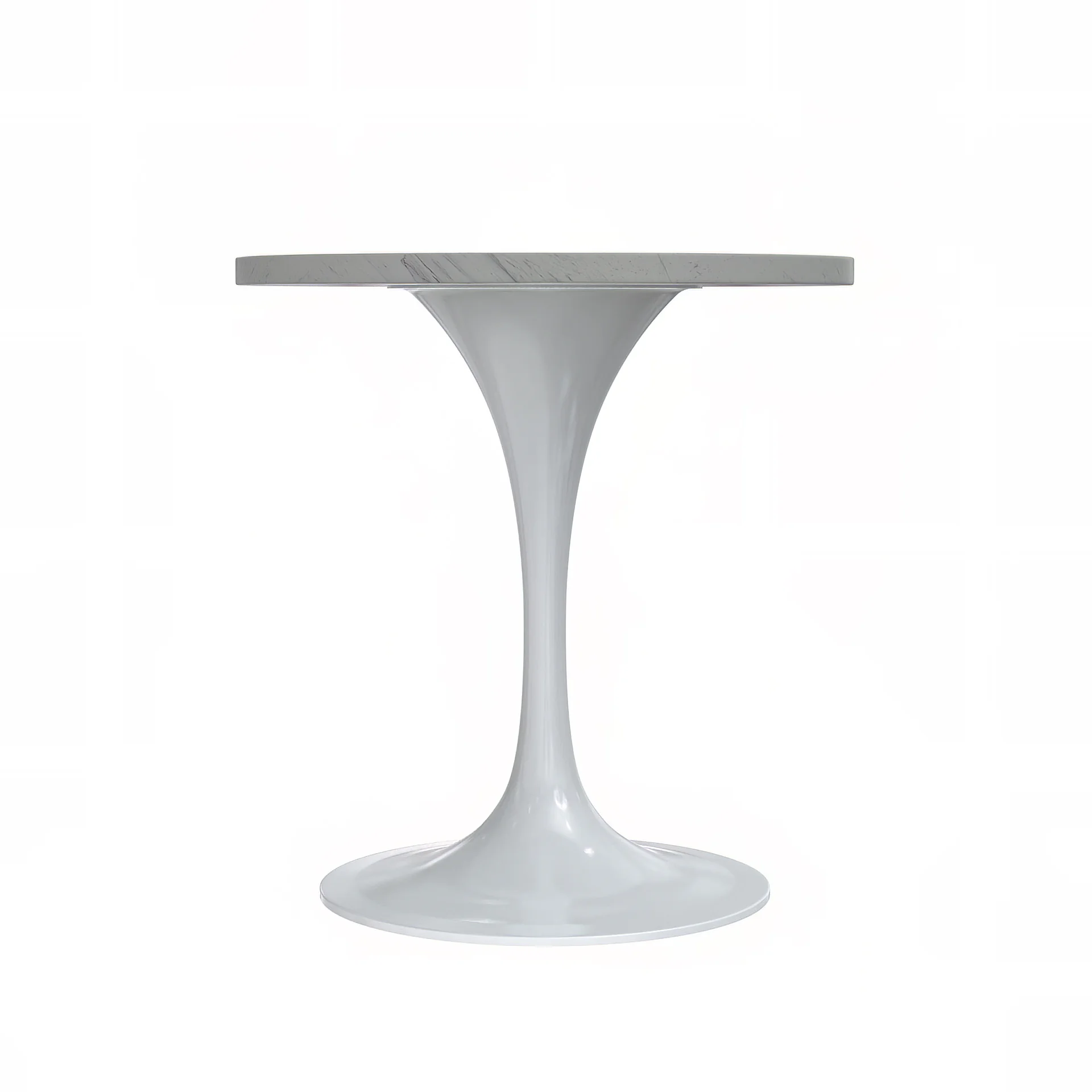 Verve Collection 27 Round Dining Table, White Base with Laminated White Marbleized Top