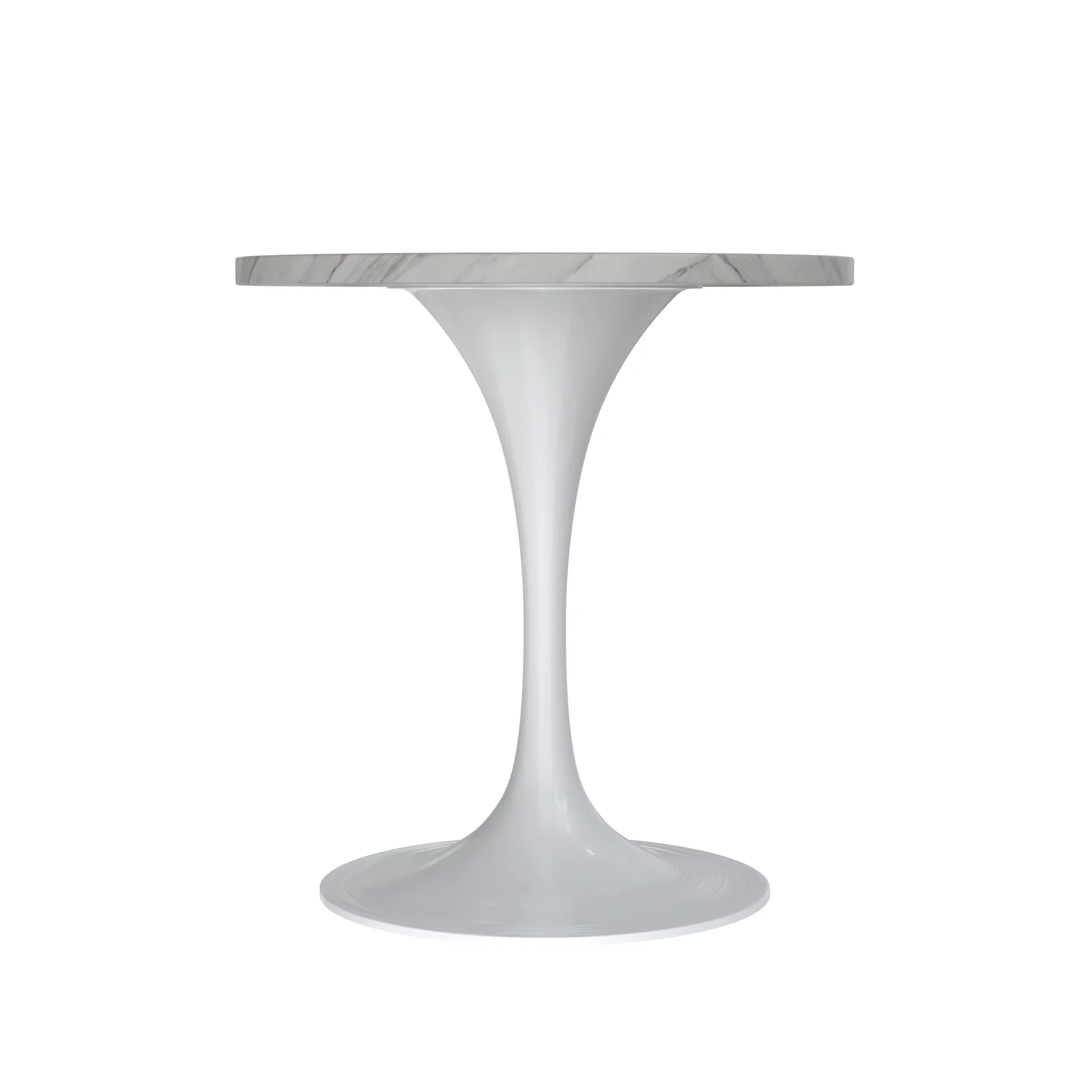 Verve Collection 27 Round Dining Table, White Base with Sintered Stone White Top