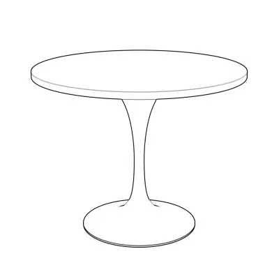 Verve Collection 36 Round Dining Table, White Base with Sintered Stone Black Top