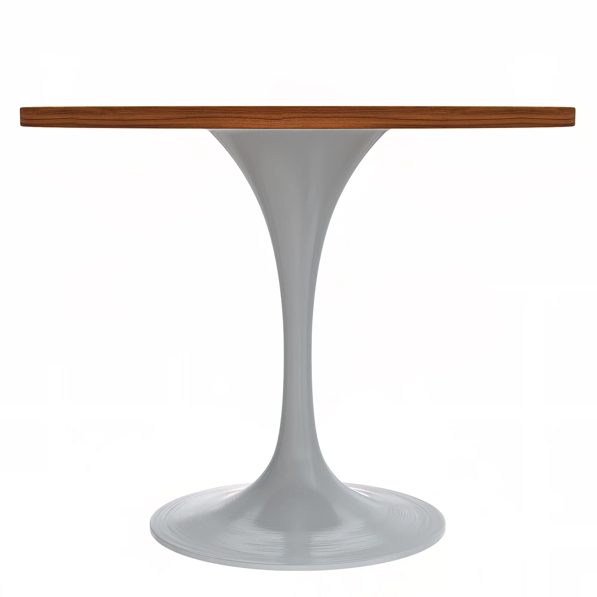 Verve Collection 36 Round Dining Table, White Base with Cognac Brown MDF Top