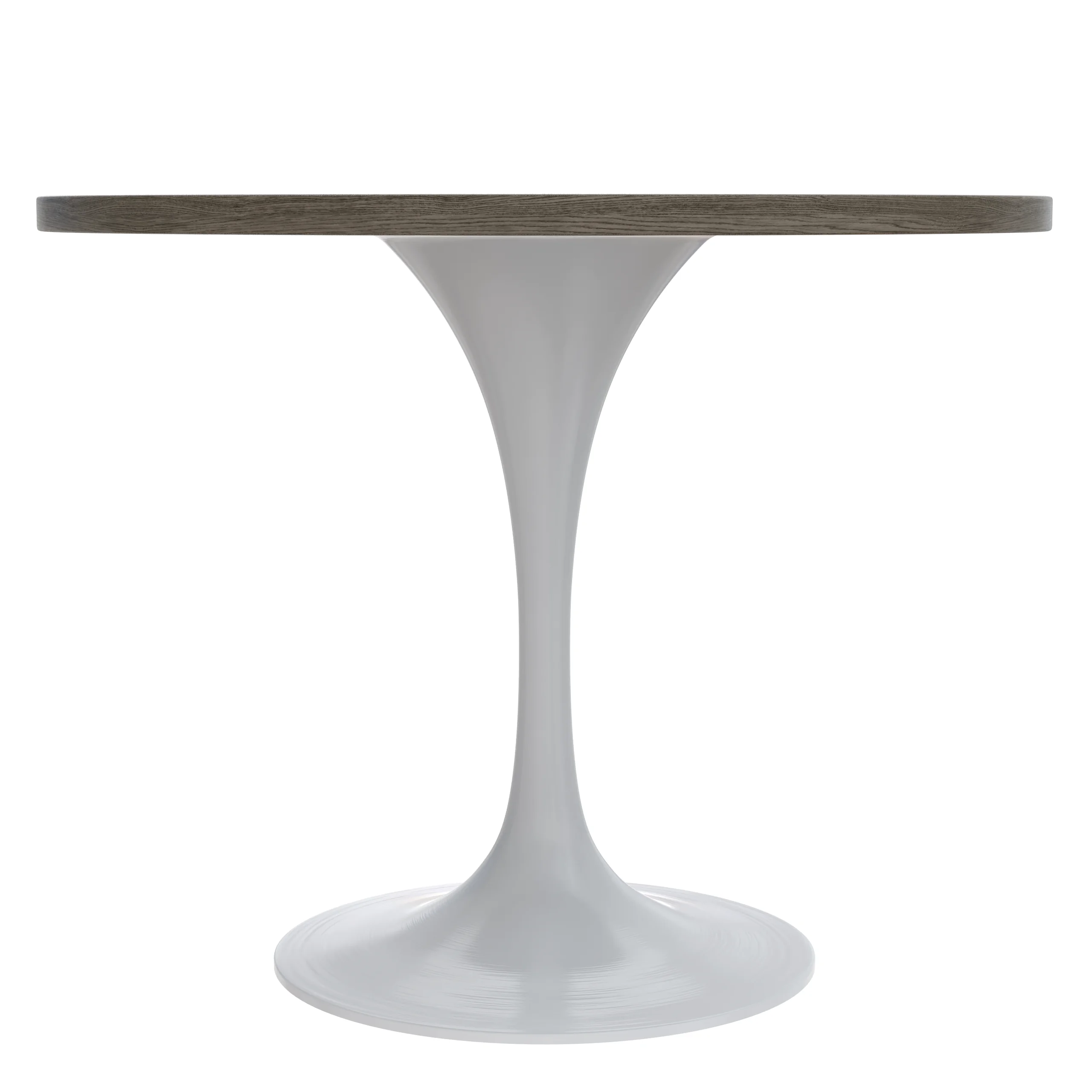 Verve Collection 36 Round Dining Table, White Base with Dark Maple MDF Top