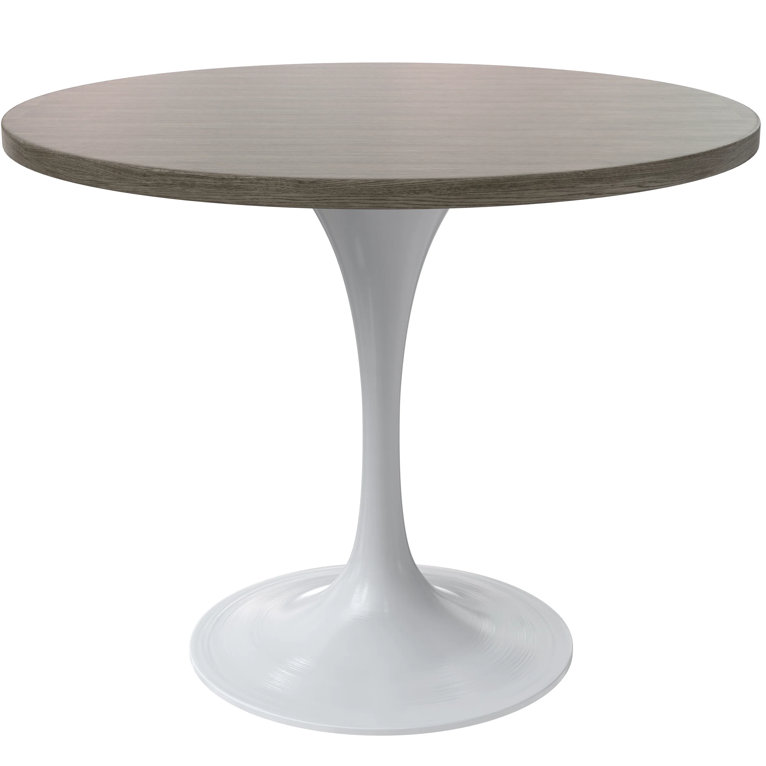 Verve Collection 36 Round Dining Table, White Base with Dark Maple MDF Top
