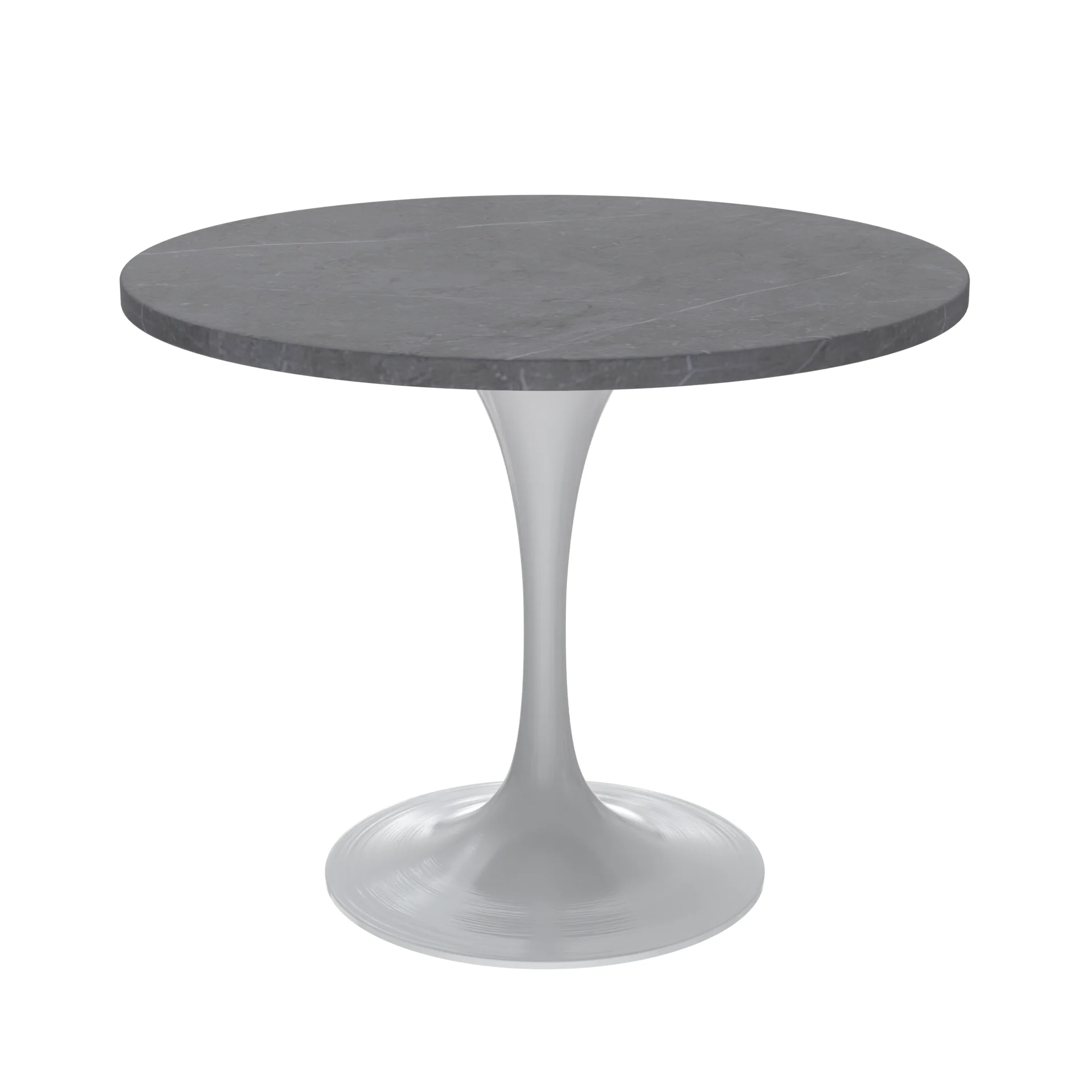 Verve Collection 36 Round Dining Table, White Base with Sintered Stone Grey Top