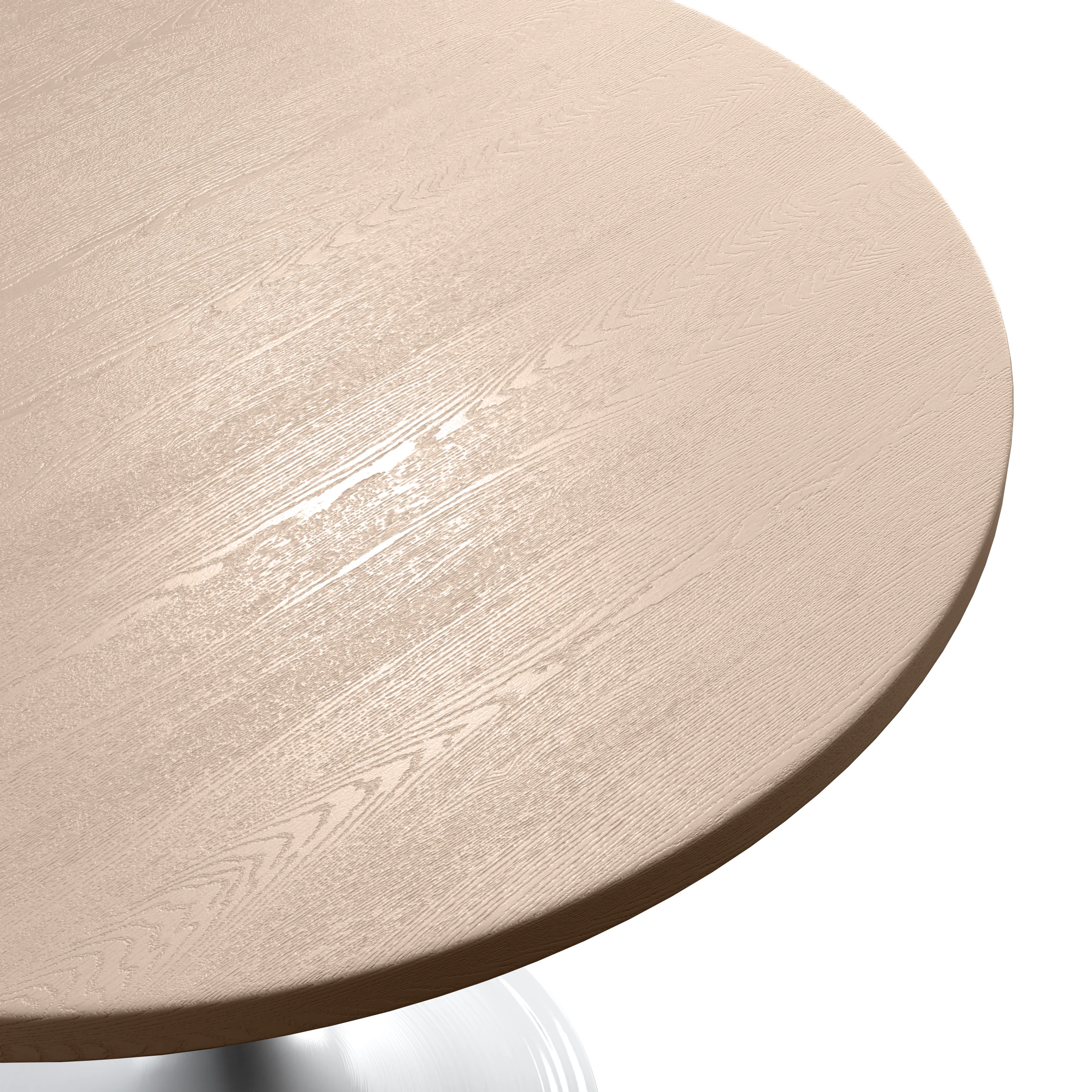 Verve Collection 36 Round Dining Table, White Base with Light Natural Wood MDF Top