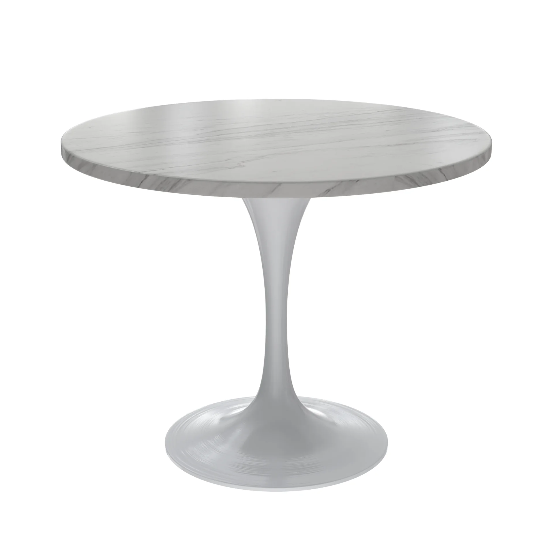 Verve Collection 36 Round Dining Table, White Base with Sintered Stone White Top