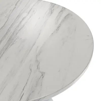 Verve Collection 36 Round Dining Table, White Base with Sintered Stone White Top