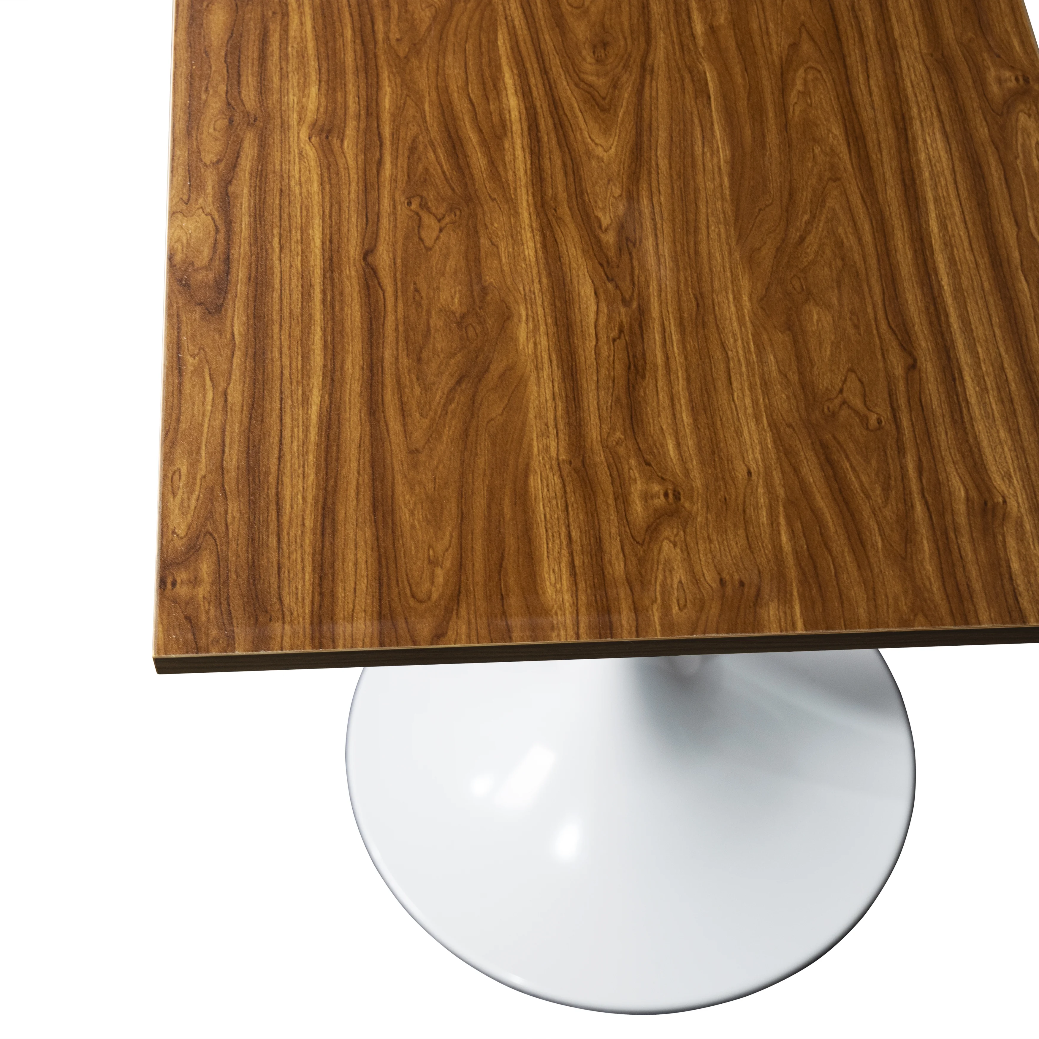 Verve Collection 24 Square Dining Table, White Base with Dark Maple MDF Top