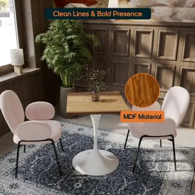 Verve Collection 24 Square Dining Table, White Base with Dark Maple MDF Top