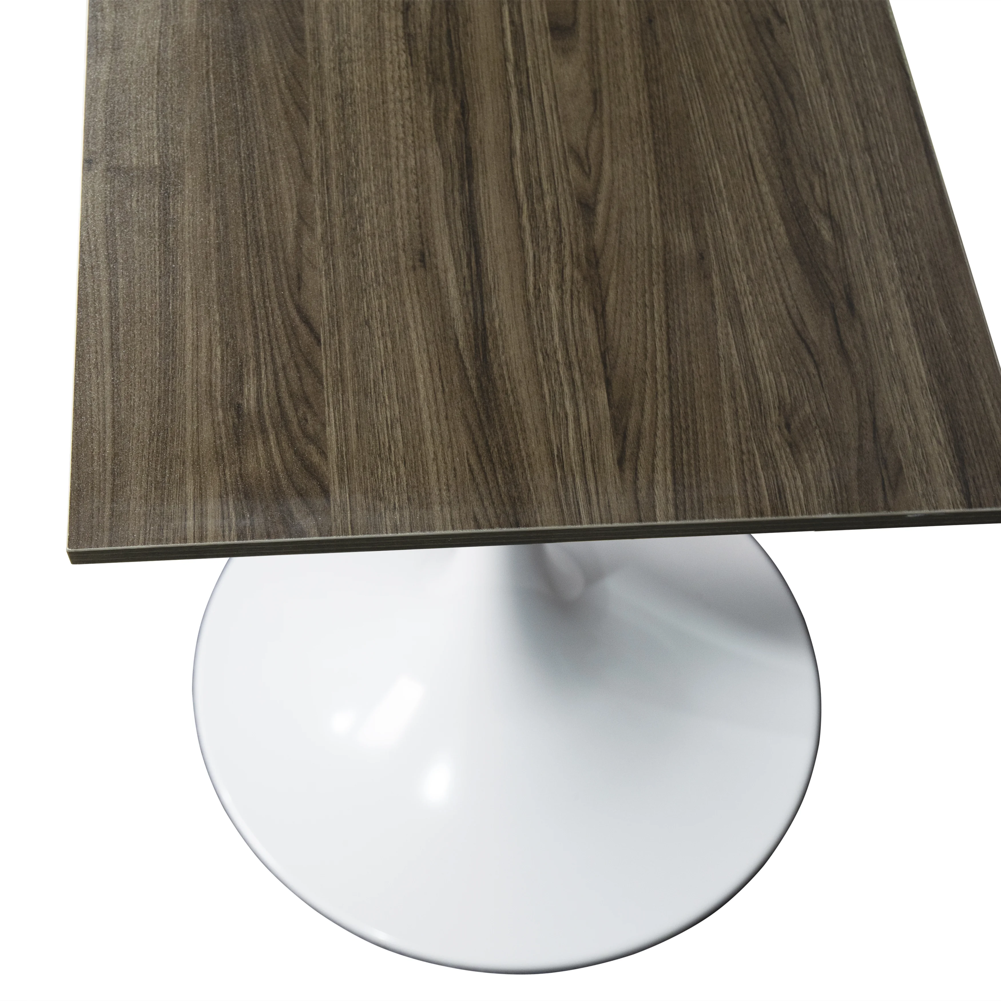 Verve Collection 24 Square Dining Table, White Base with Dark Maple MDF Top