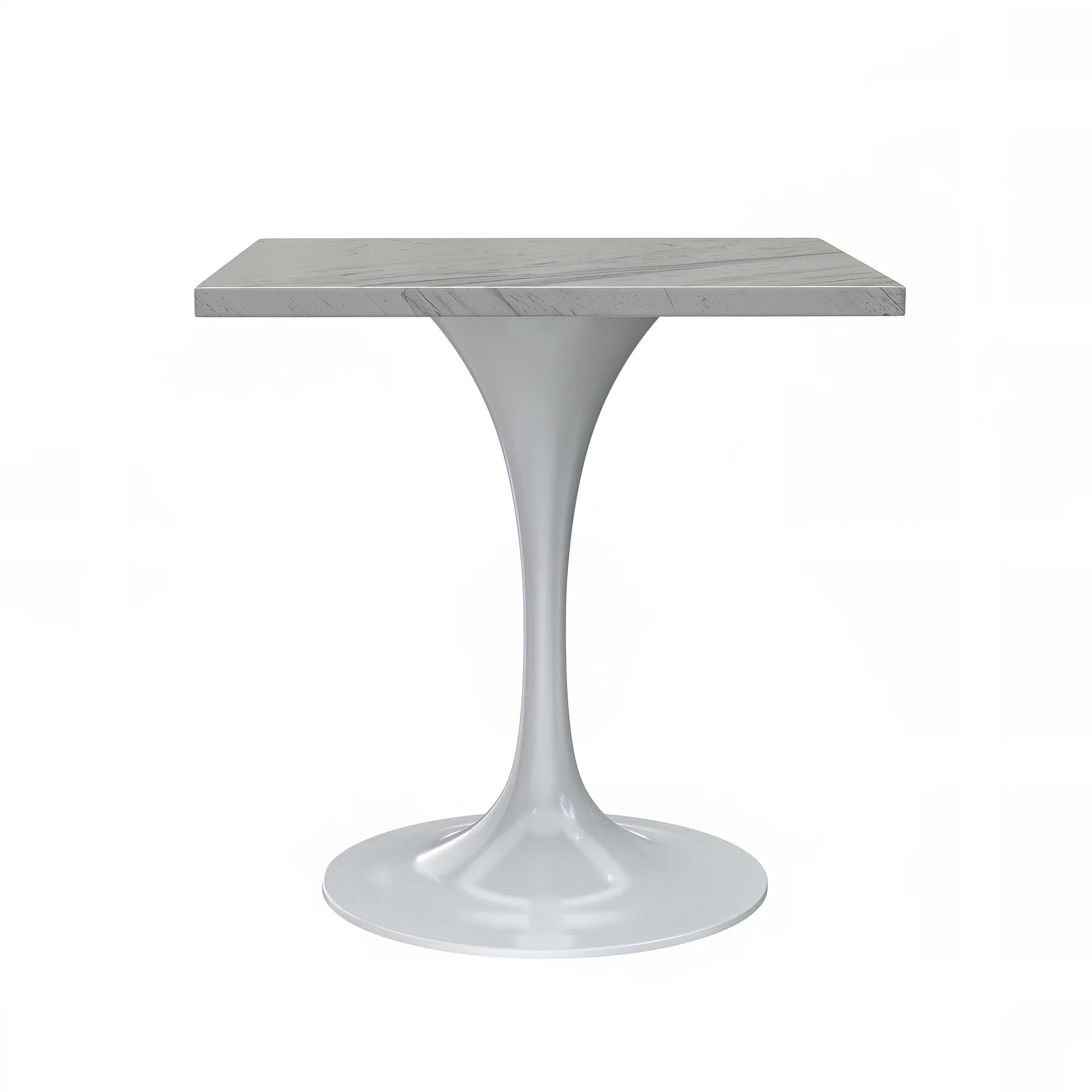 Verve Collection 27 Square Dining Table, White Base with Laminated White Marbleized Top