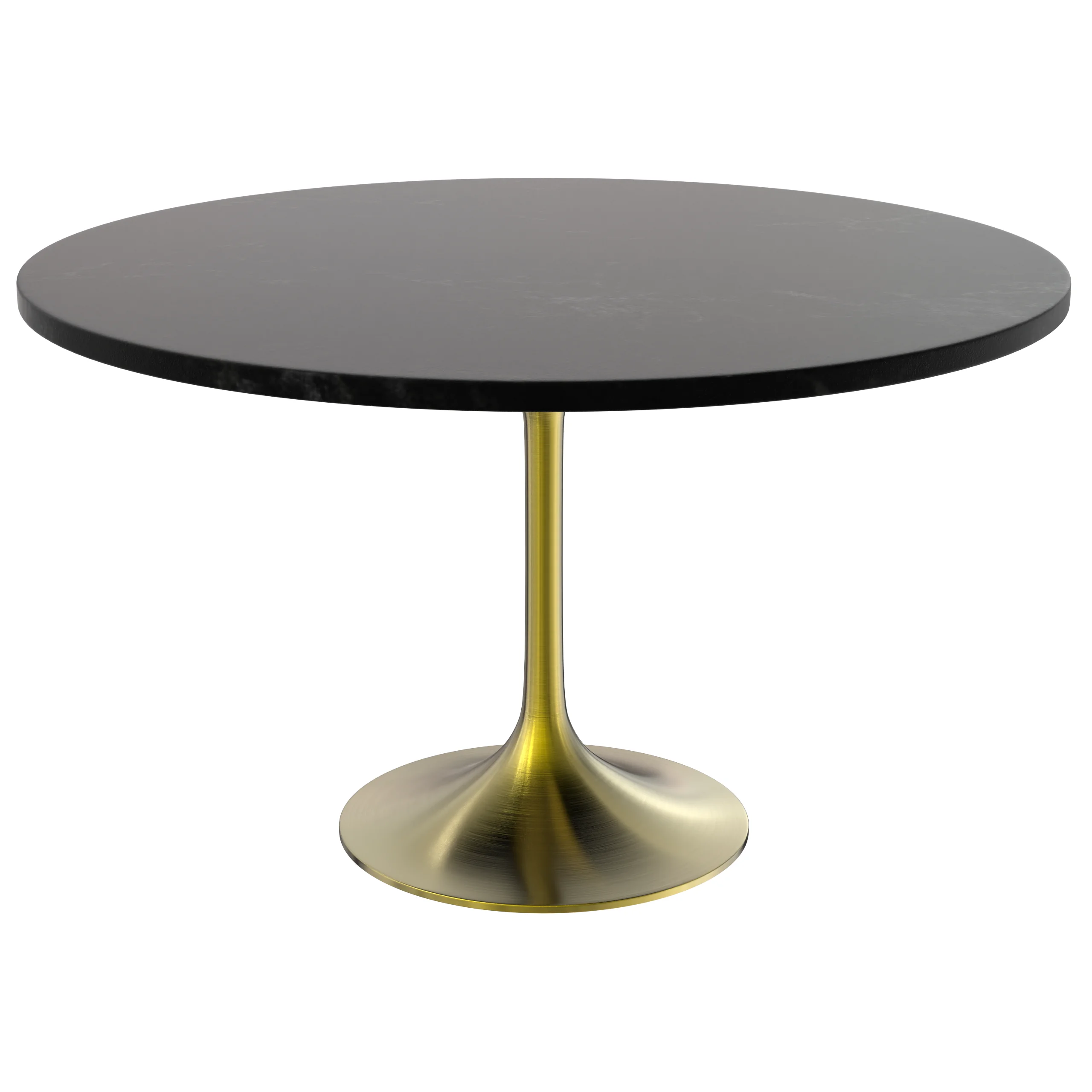 Verve Collection 48" Round Dining Table, Brushed Gold Base with Black MDF Top