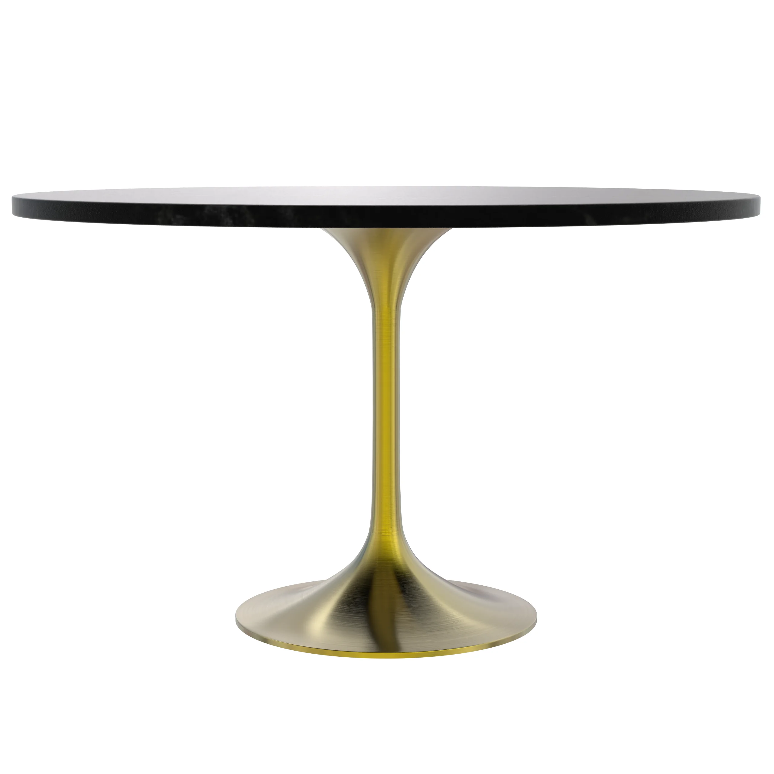Verve Collection 48" Round Dining Table, Brushed Gold Base with Black MDF Top