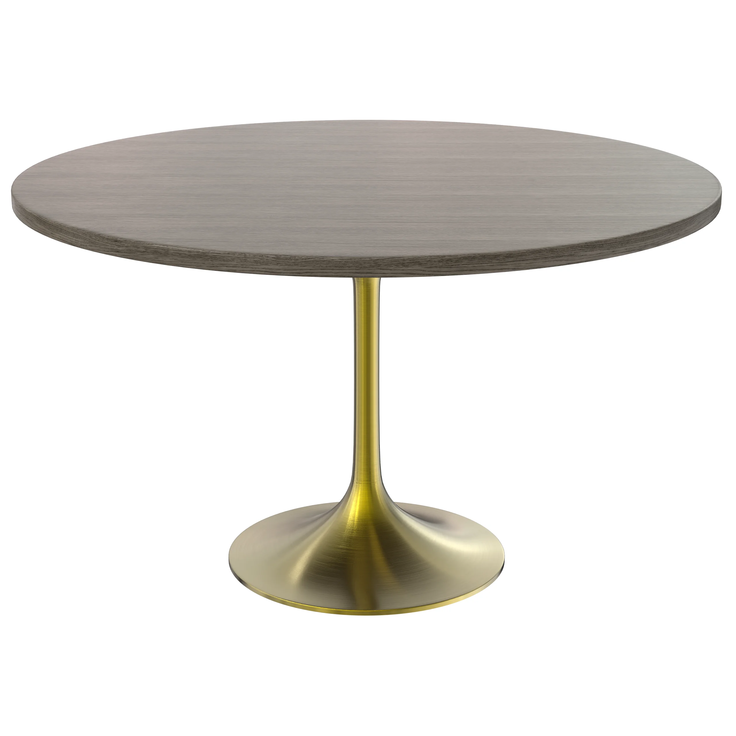Verve Collection 48" Round Dining Table, Brushed Gold Base with Dark Maple MDF Top