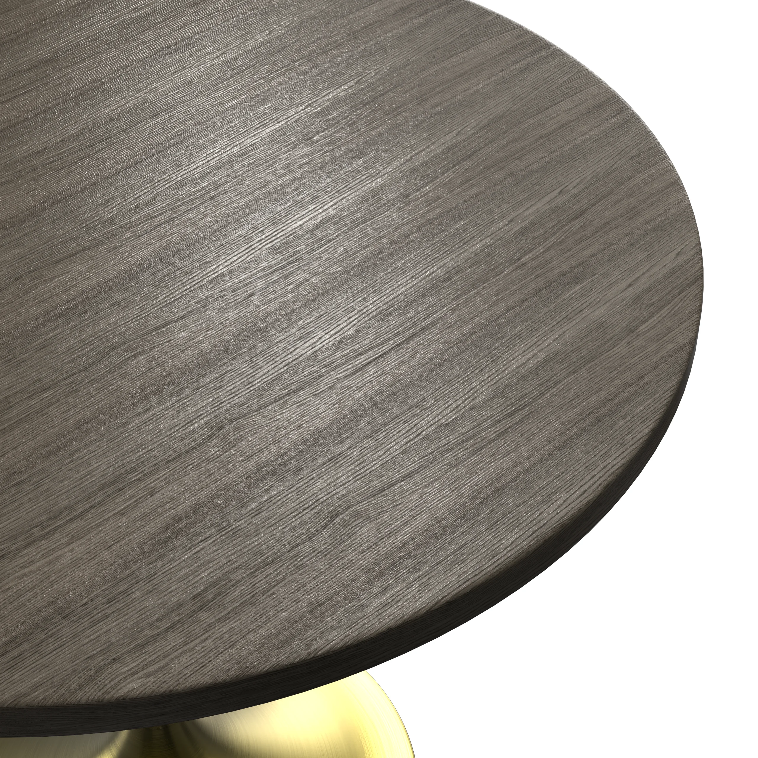 Verve Collection 48" Round Dining Table, Brushed Gold Base with Dark Maple MDF Top
