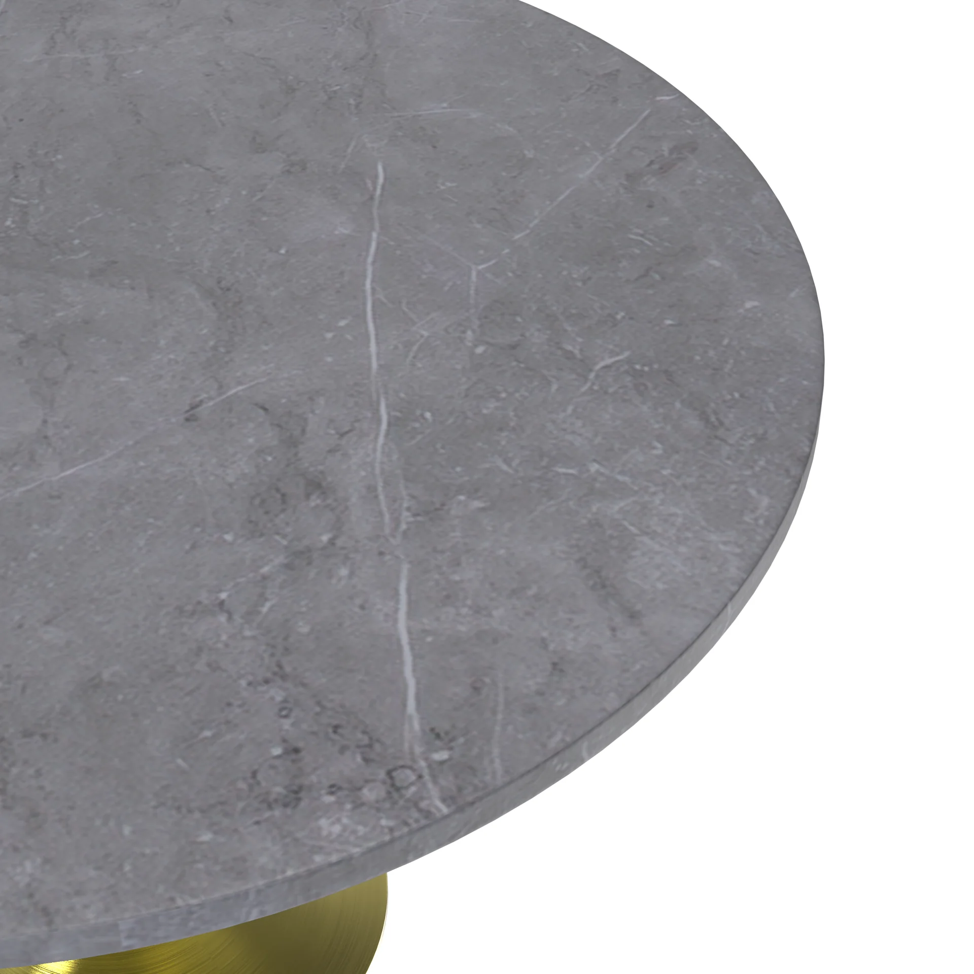 Verve Collection 48 Round Dining Table, Brushed Gold Base with Sintered Stone Grey Top