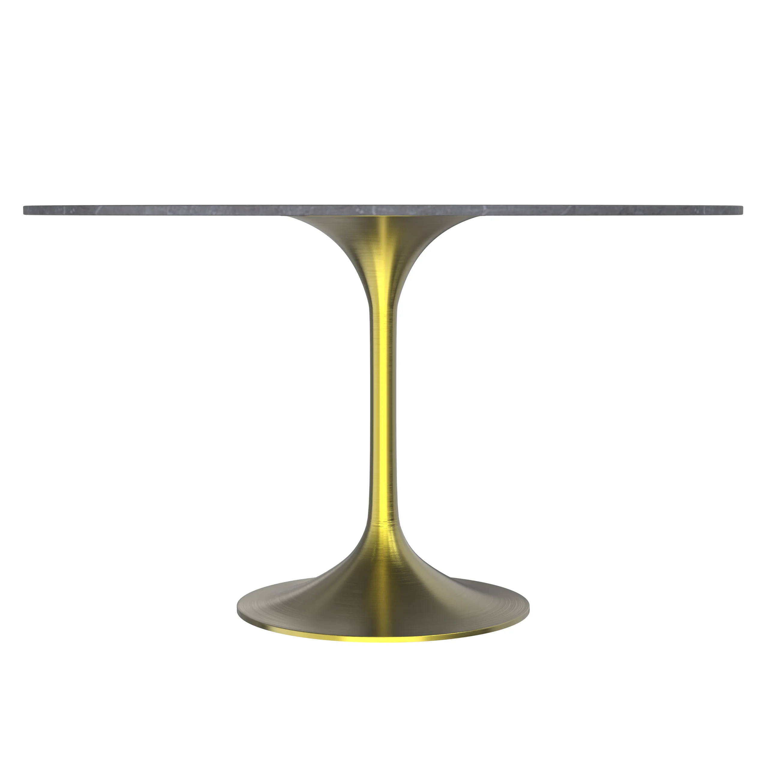 Verve Collection 48 Round Dining Table, Brushed Gold Base with Sintered Stone Grey Top