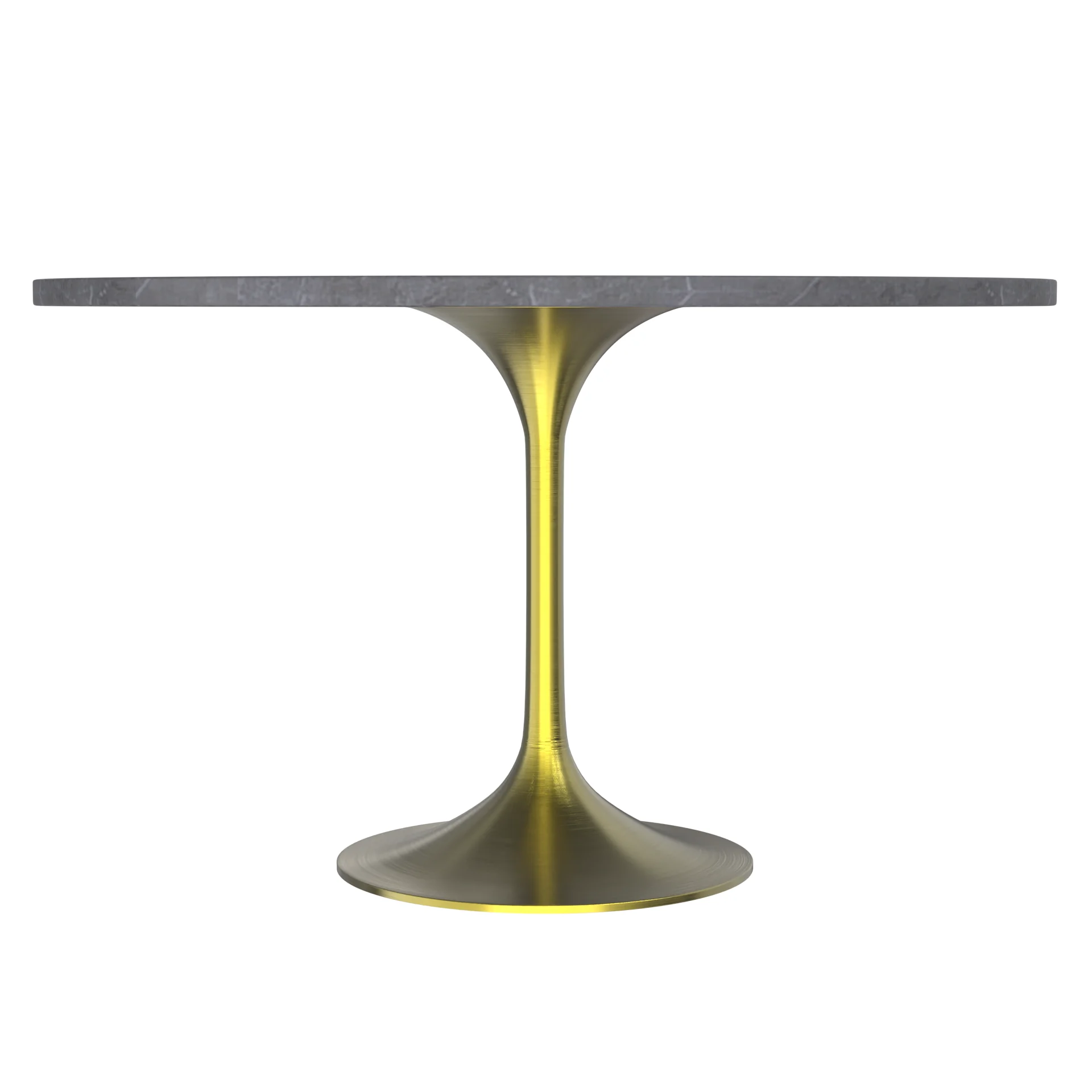 Verve Collection 48 Round Dining Table, Brushed Gold Base with Sintered Stone Grey Top