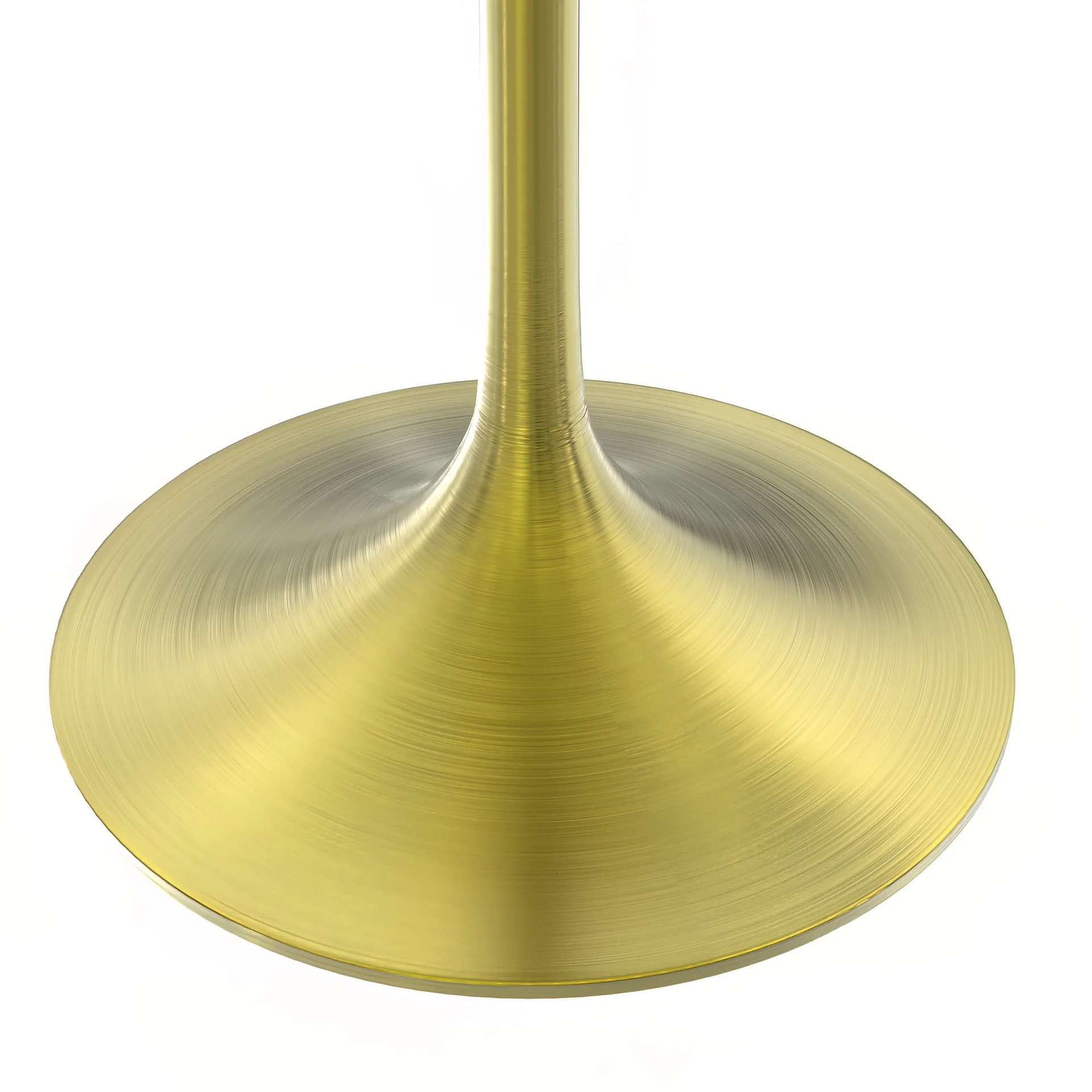 Verve Collection 48 Round Dining Table, Brushed Gold Base with Laminated White Marbleized Top