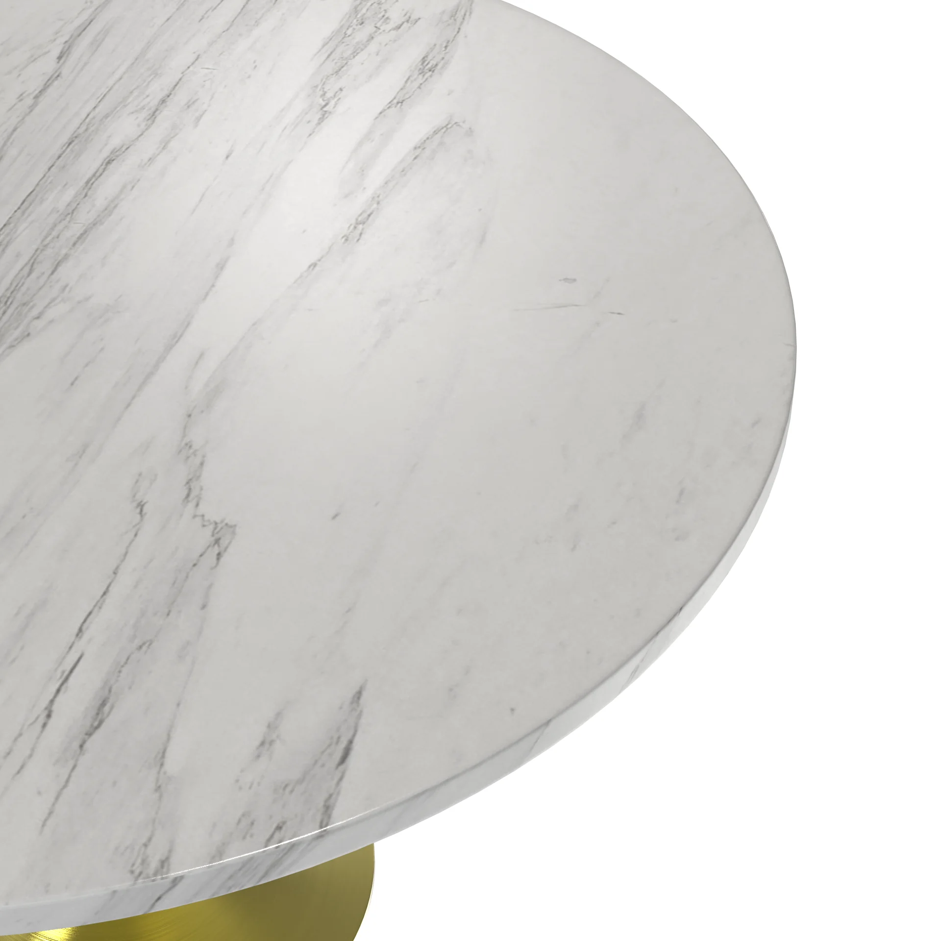 Verve Collection 48 Round Dining Table, Brushed Gold Base with Sintered Stone White Top