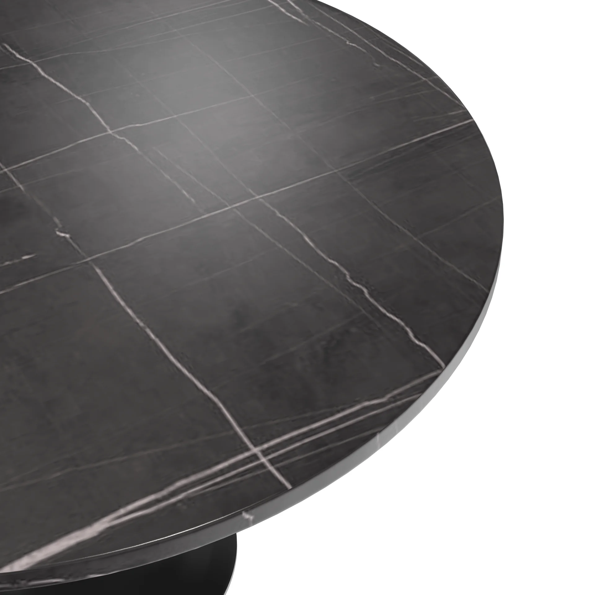 Verve Collection 48 Round Dining Table, Black Base with Sintered Stone Black Top