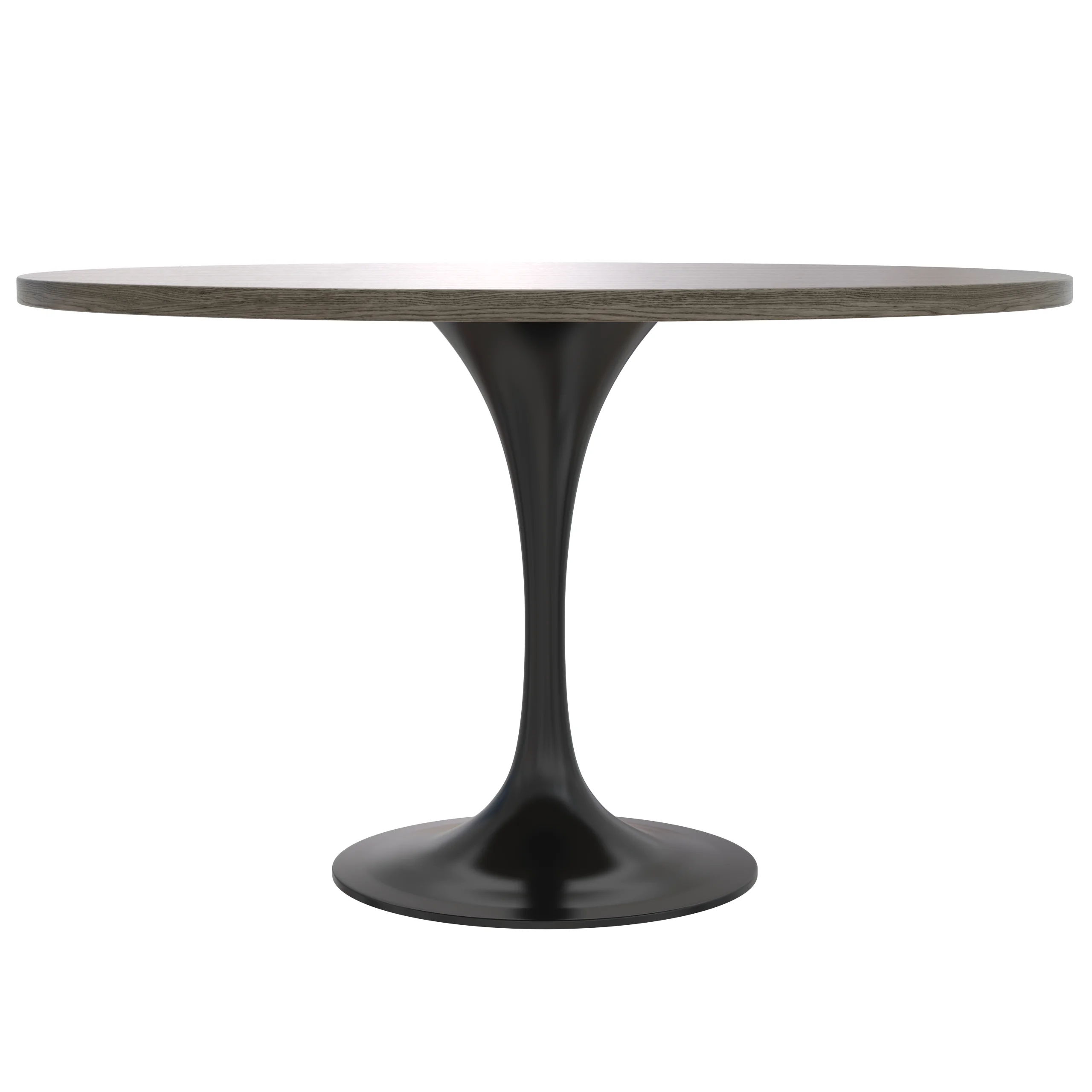 Verve Collection 48 Round Dining Table, Black Base with Dark Maple MDF Top