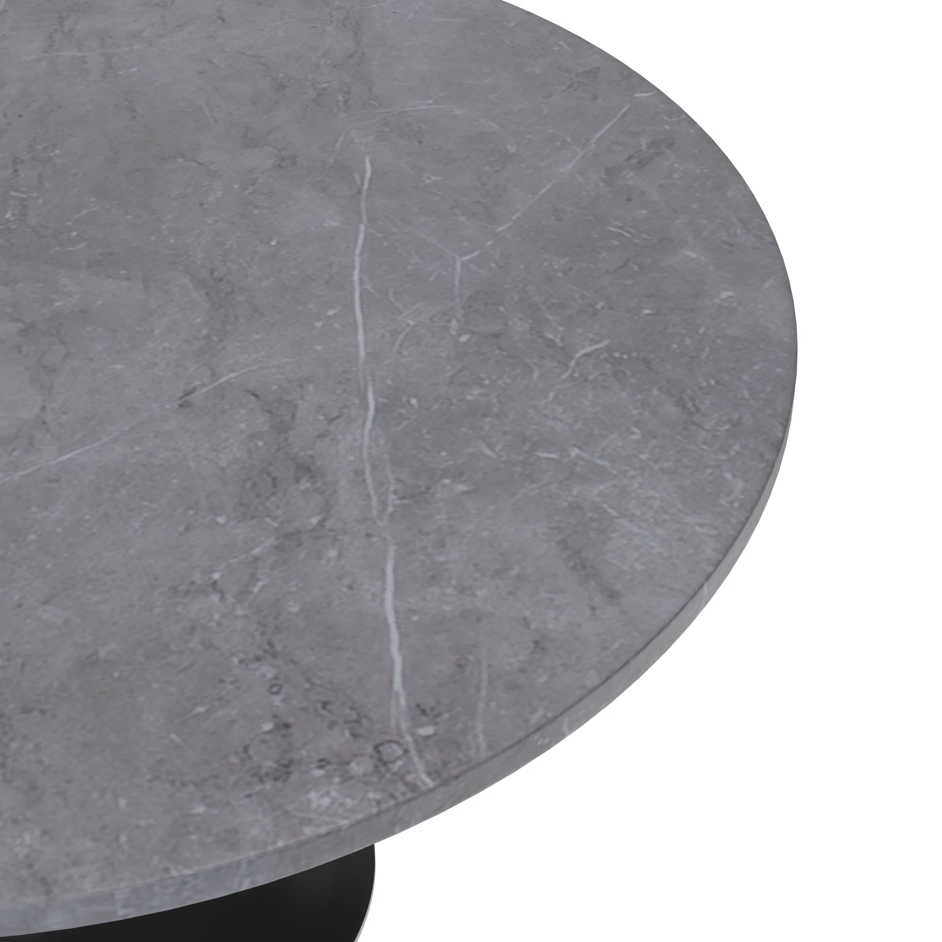 Verve Collection 48 Round Dining Table, Black Base with Sintered Stone Grey Top
