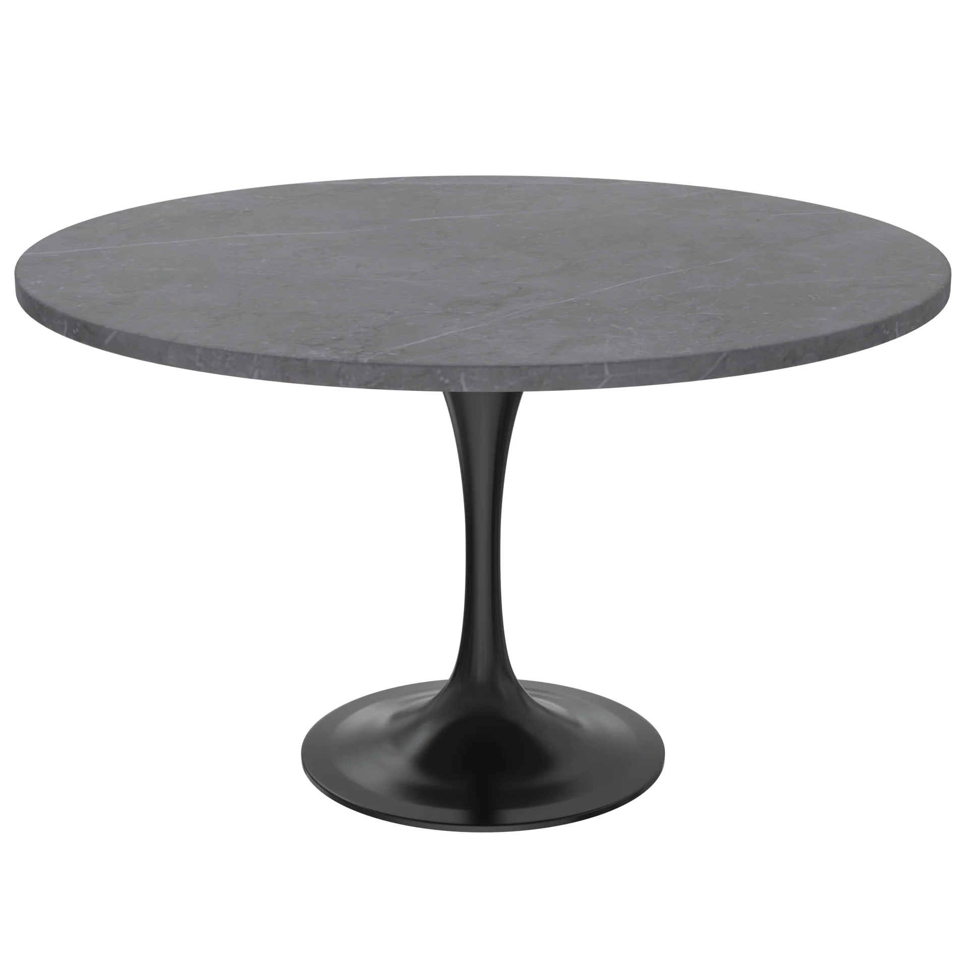 Verve Collection 48 Round Dining Table, Black Base with Sintered Stone Grey Top