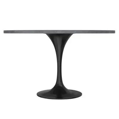 Verve Collection 48 Round Dining Table, Black Base with Sintered Stone Grey Top