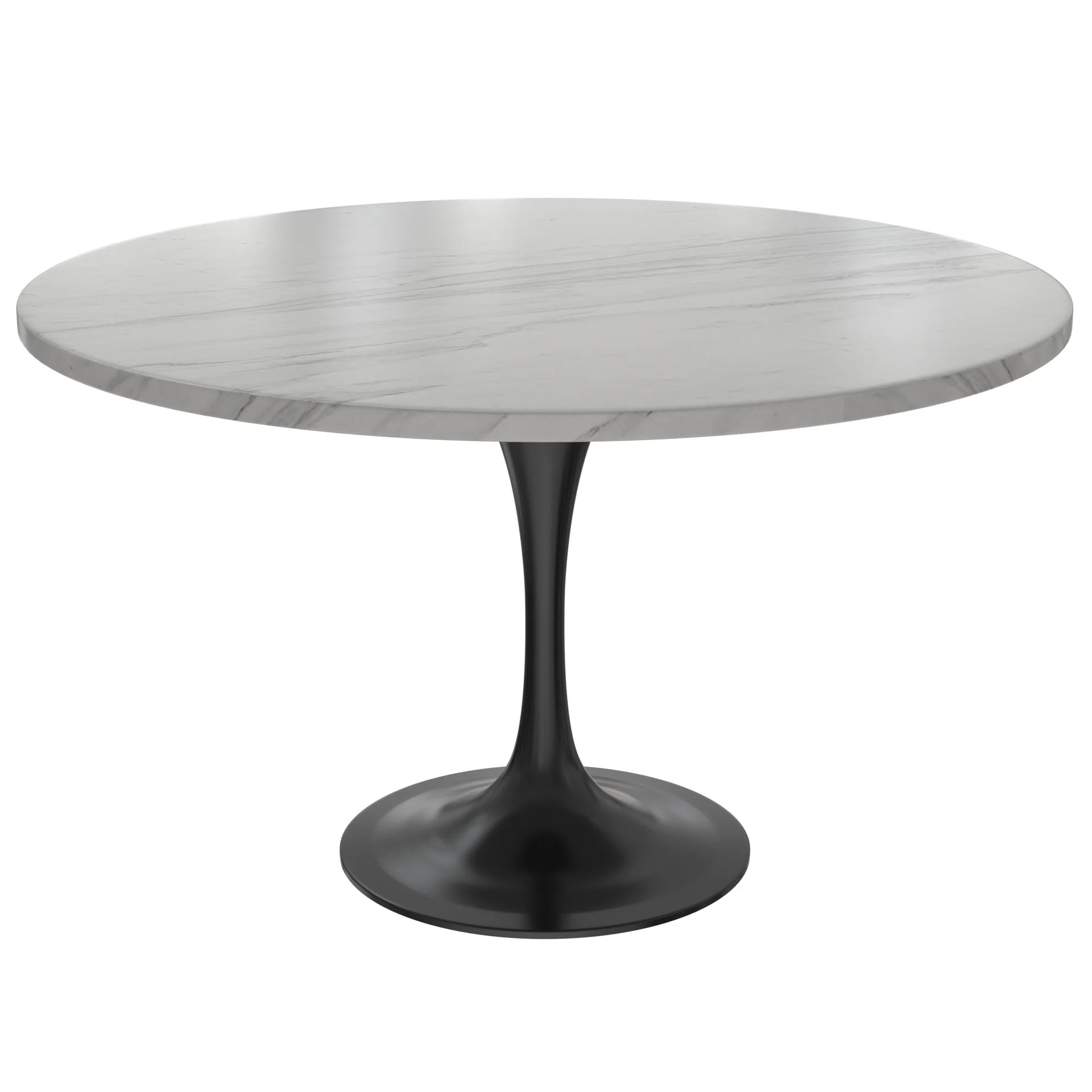 Verve Collection 48 Round Dining Table, Black Base with Sintered Stone White Top