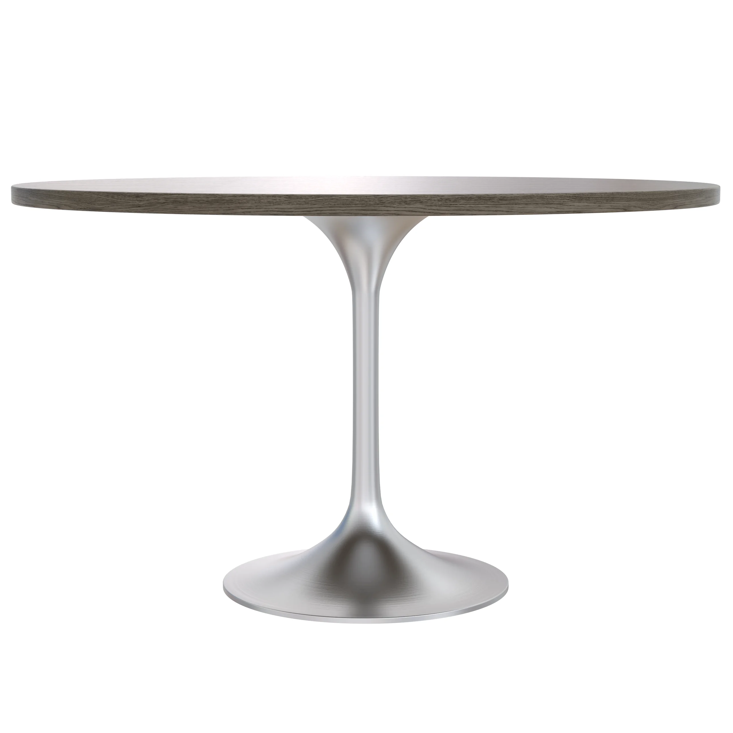 Verve Collection 48" Round Dining Table, Brushed Chrome Base with Dark Maple MDF Top