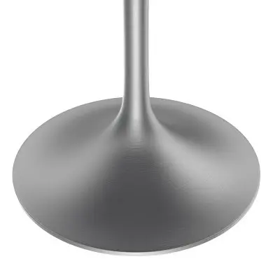 Verve Collection 48 Round Dining Table, Brushed Chrome Base with Sintered Stone Grey Top