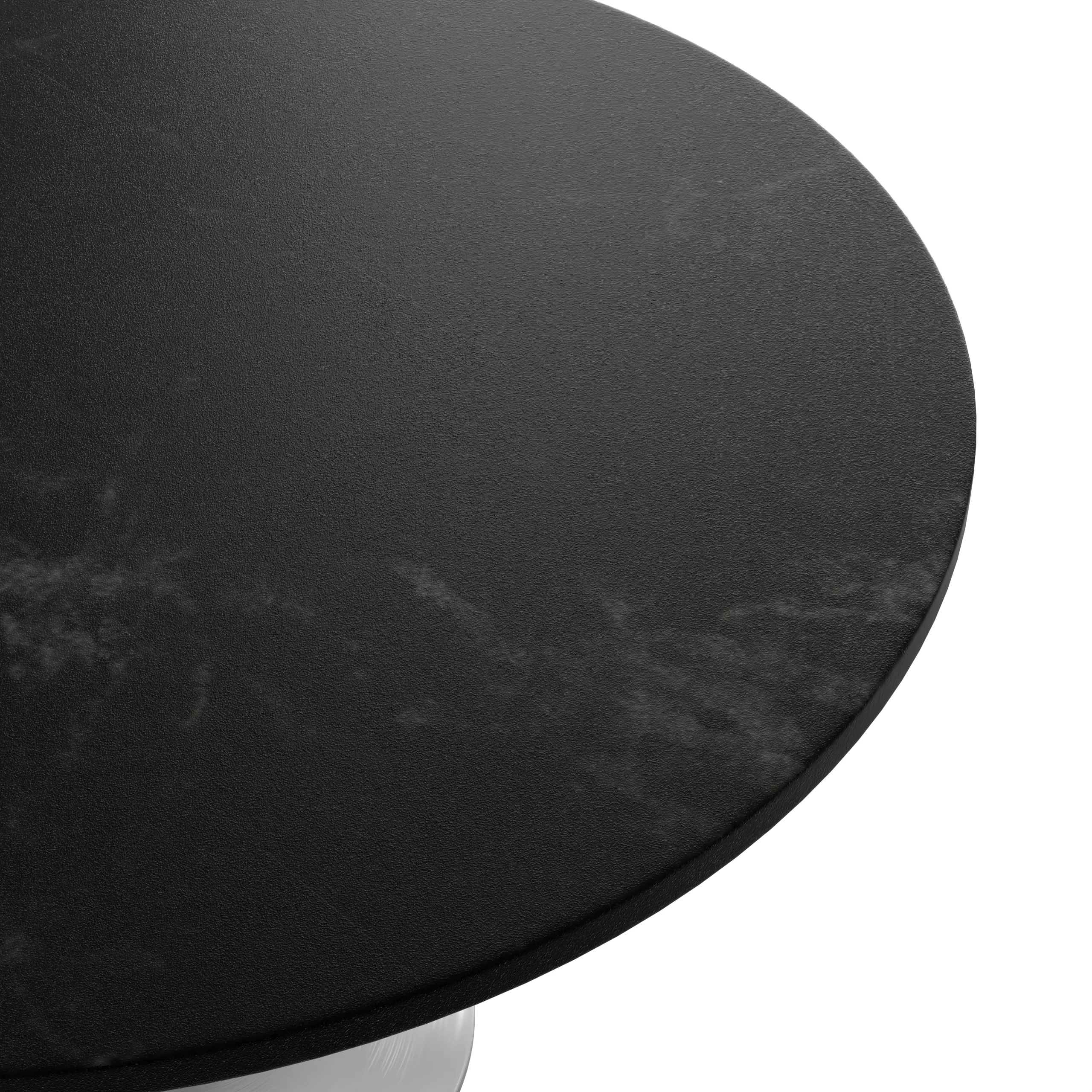 Verve Collection 48 Round Dining Table, White Base with Black MDF Top