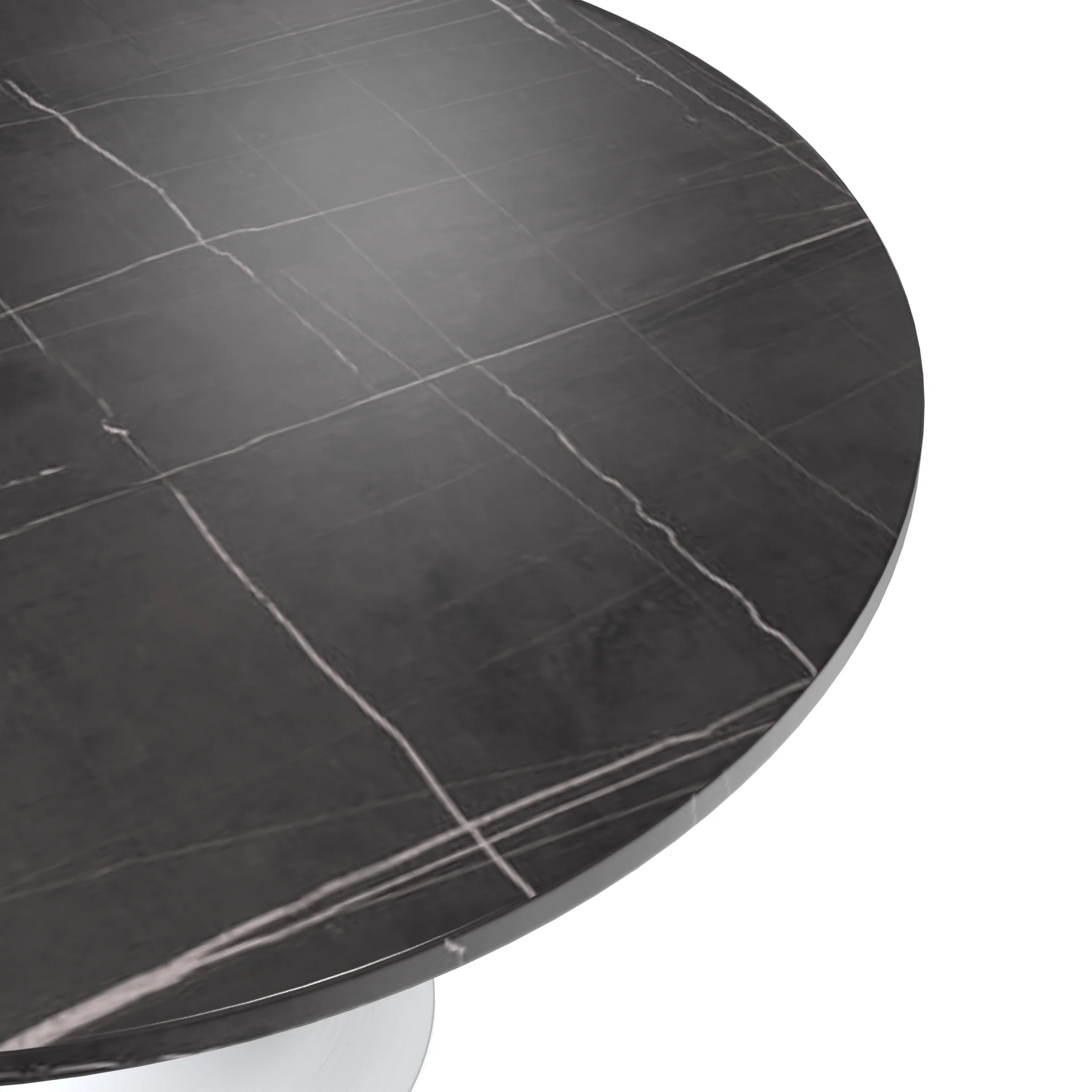 Verve Collection 48 Round Dining Table, White Base with Sintered Stone Black Top