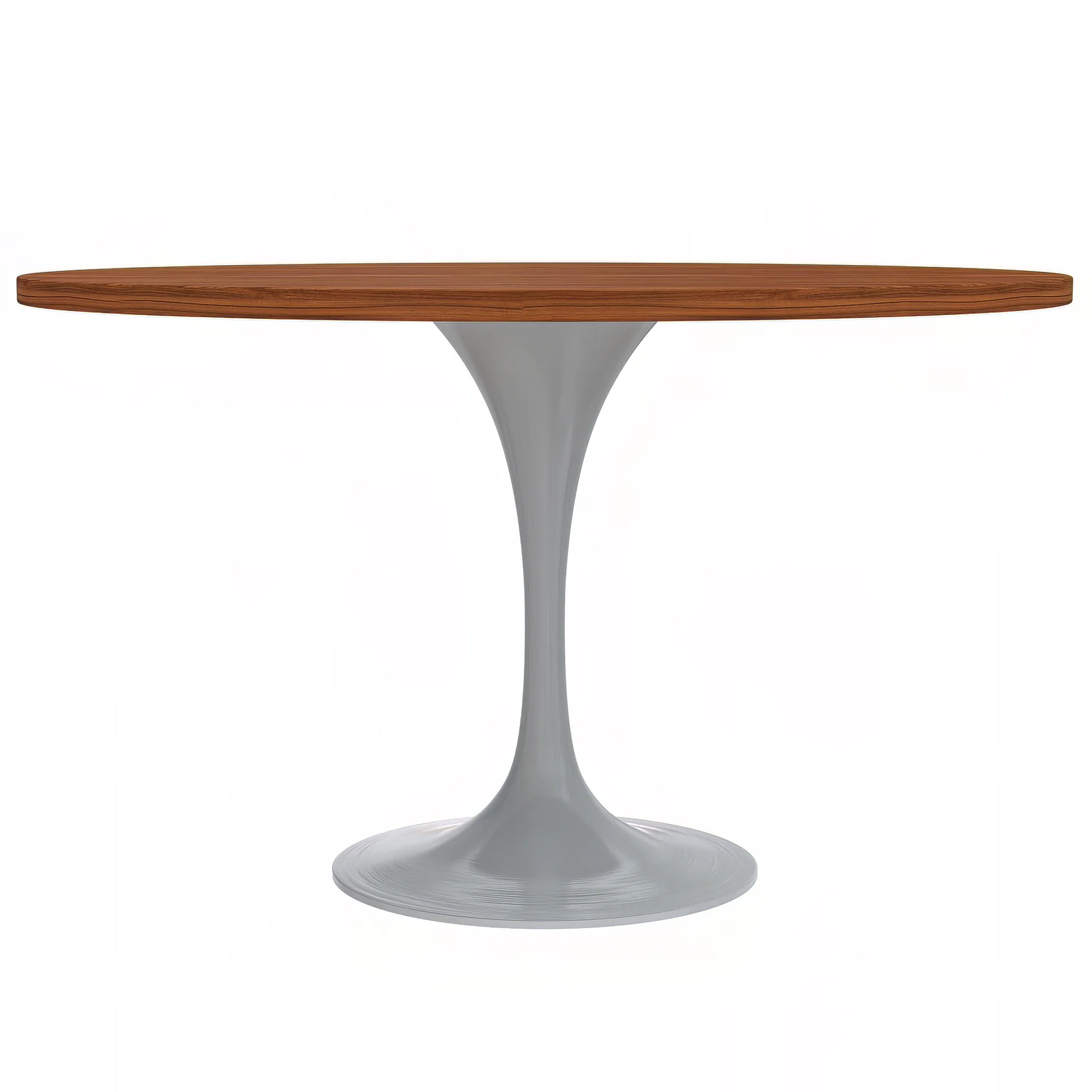 Verve Collection 48 Round Dining Table, White Base with Cognac Brown MDF Top