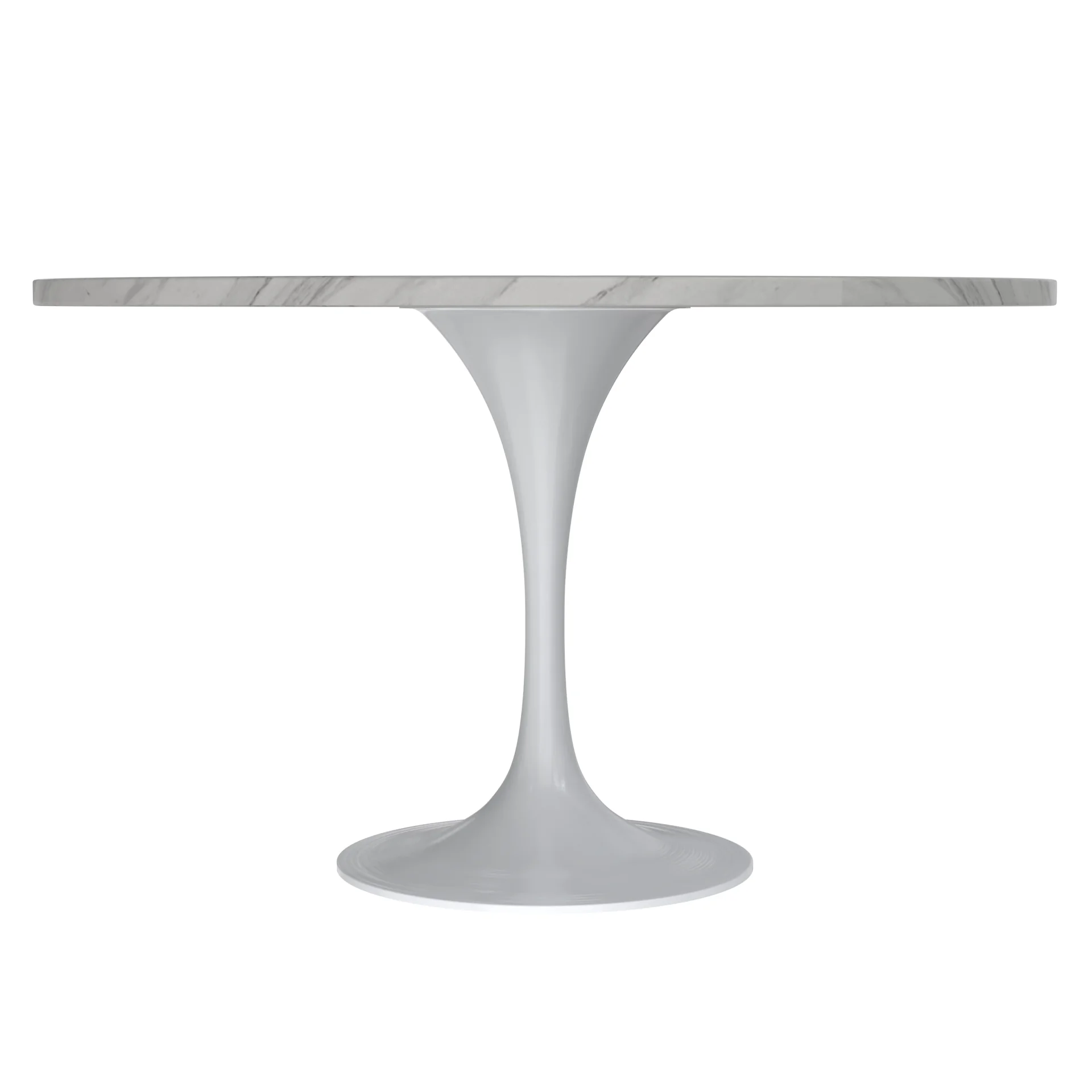 Verve Collection 48 Round Dining Table, White Base with Sintered Stone White Top