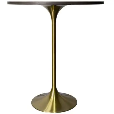 Verve Collection Modern Bar Height Table Brushed Gold Base with 27" Round Dark Walnut MDF Top
