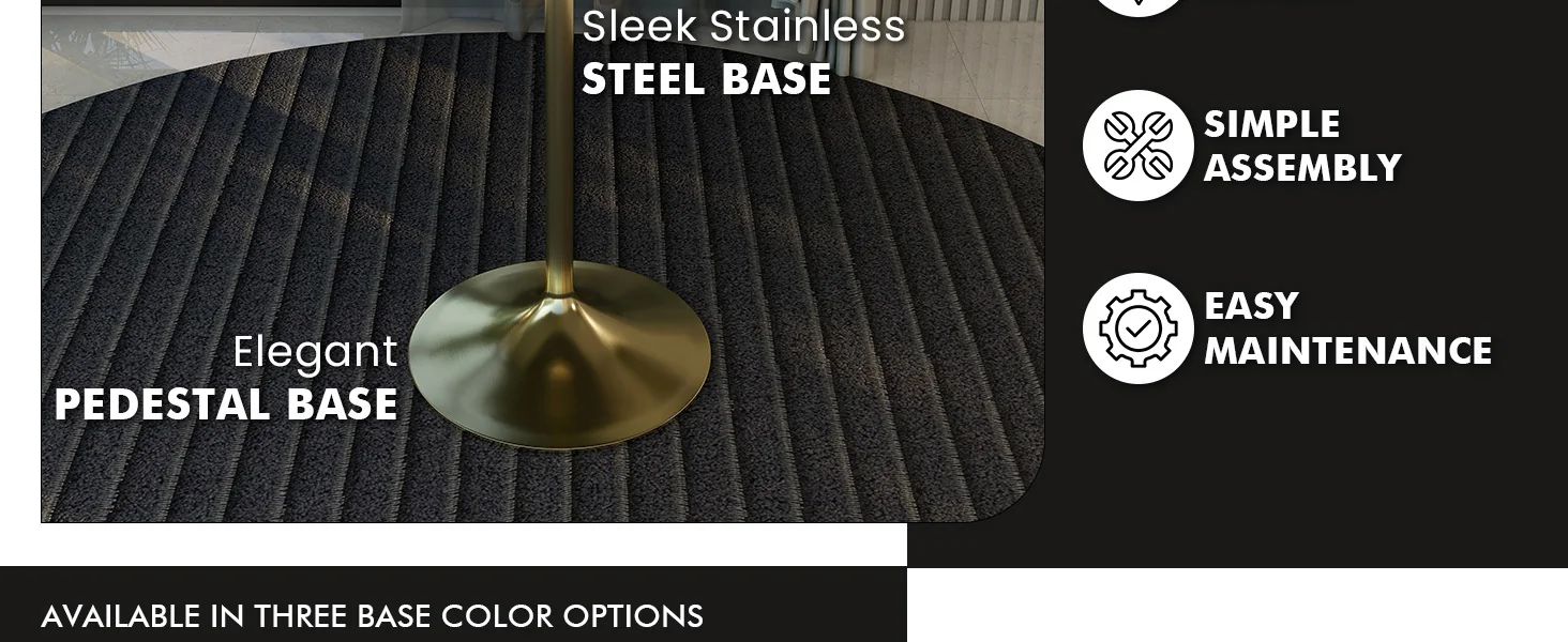 Verve Collection Modern Bar Height Table Brushed Gold Base with 36" Round Marble Grey Sintered Stone Top