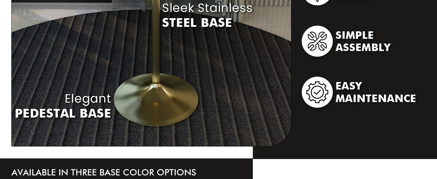 Verve Collection Modern Bar Height Table Brushed Gold Base with 36" Round Marble White Sintered Stone Top