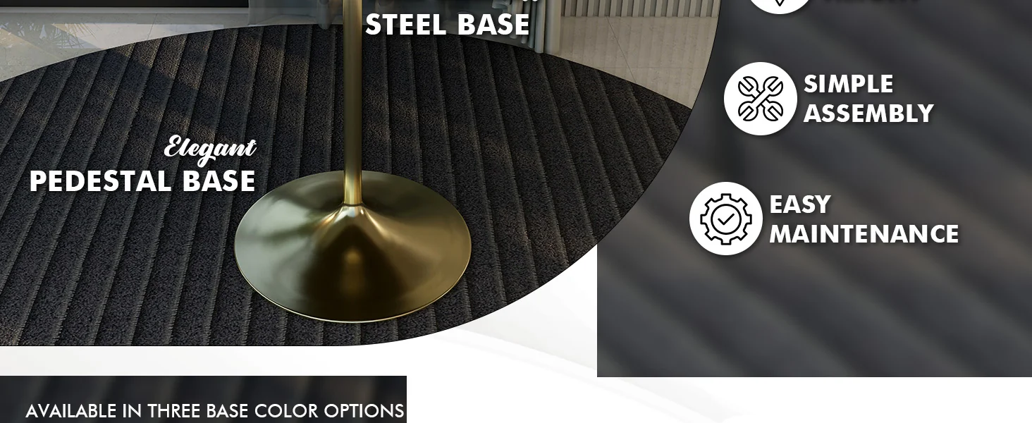 Verve Collection Modern Bar Height Table Brushed Gold Base with 48" Round Dark Walnut MDF Top