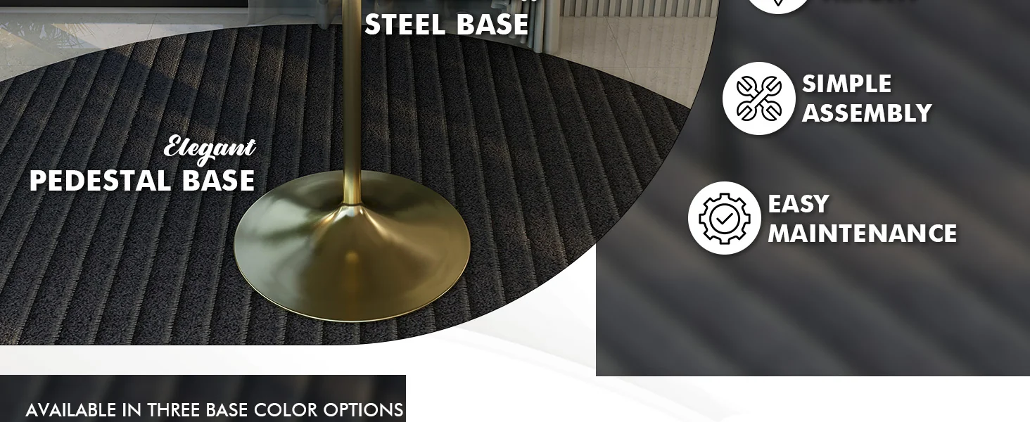 Verve Collection Modern Bar Height Table Brushed Gold Base with 48" Round Marbleized White Laminated Top